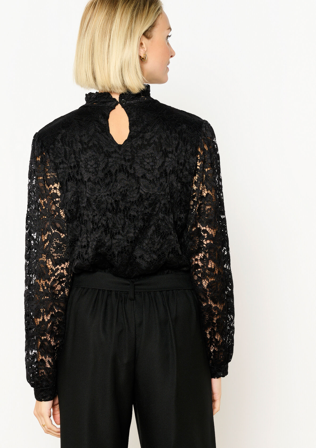 Blouse with lace, Blouse with lace - BLACK - 05702699_1119