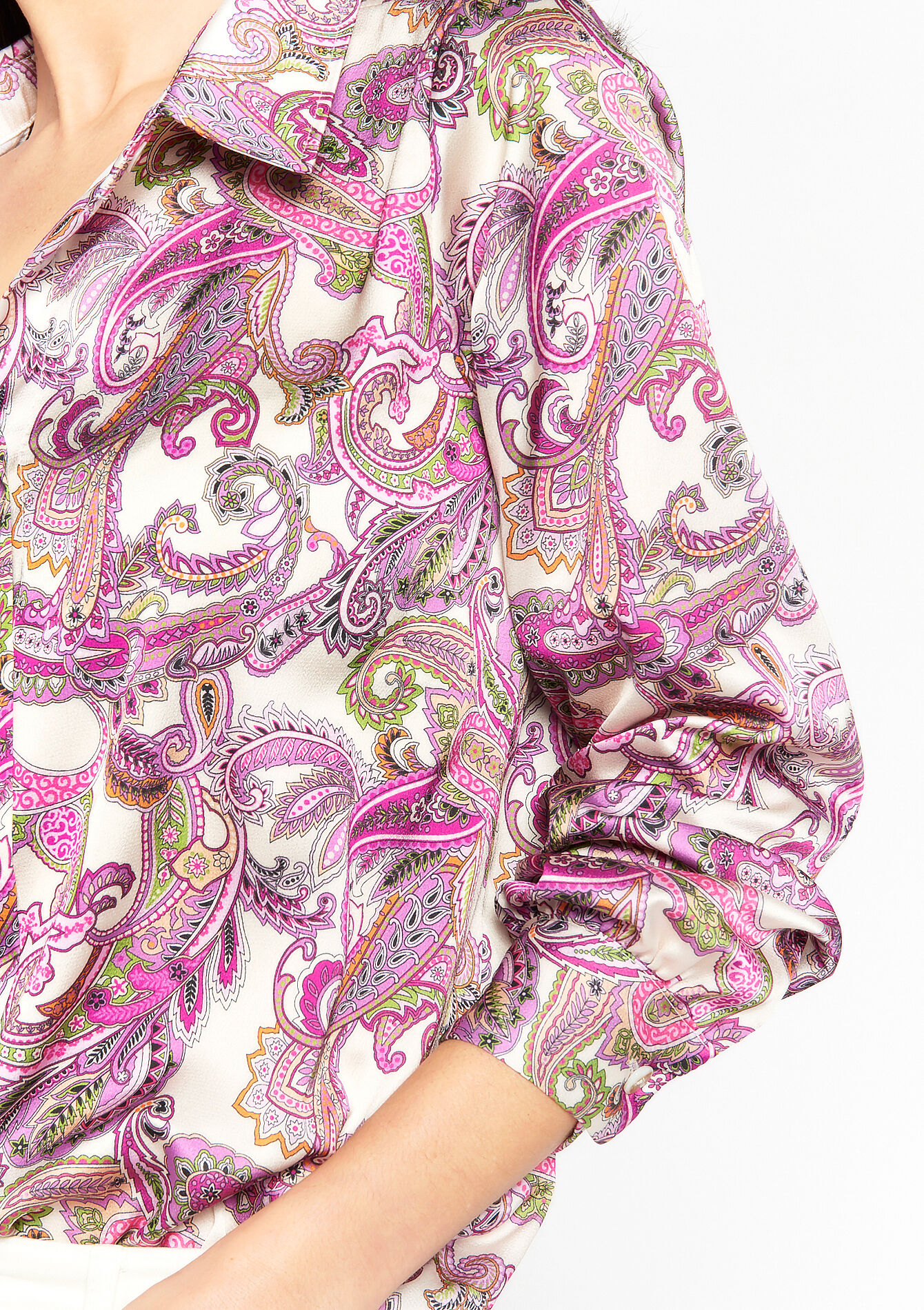 Oversized shirt with paisley print, Oversized shirt with paisley print - VIOLINE - 05702141_2576