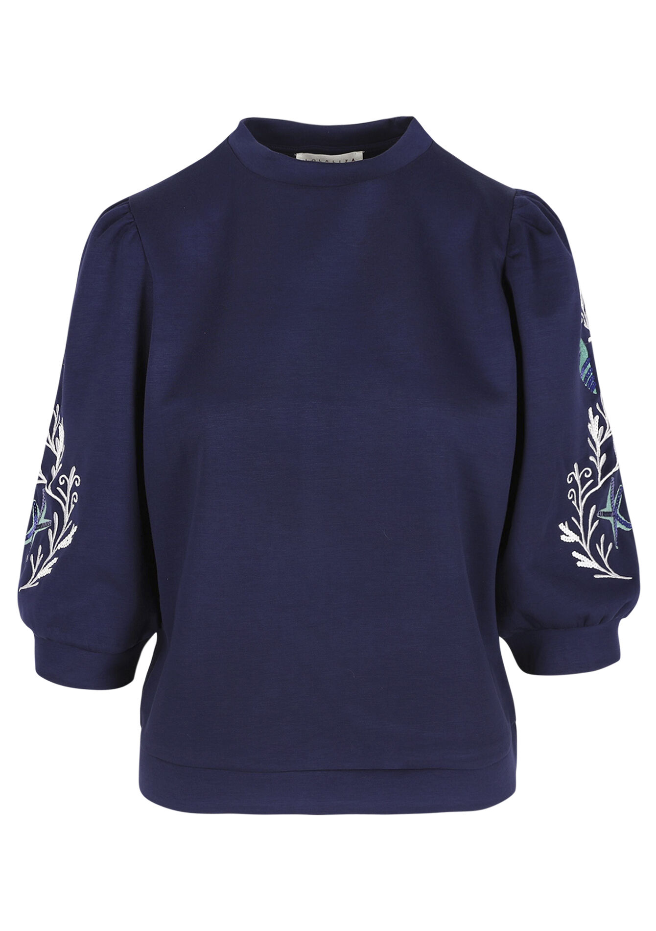 Sweat brodé manches ballon - NAVY BLUE - 03001839_1651
