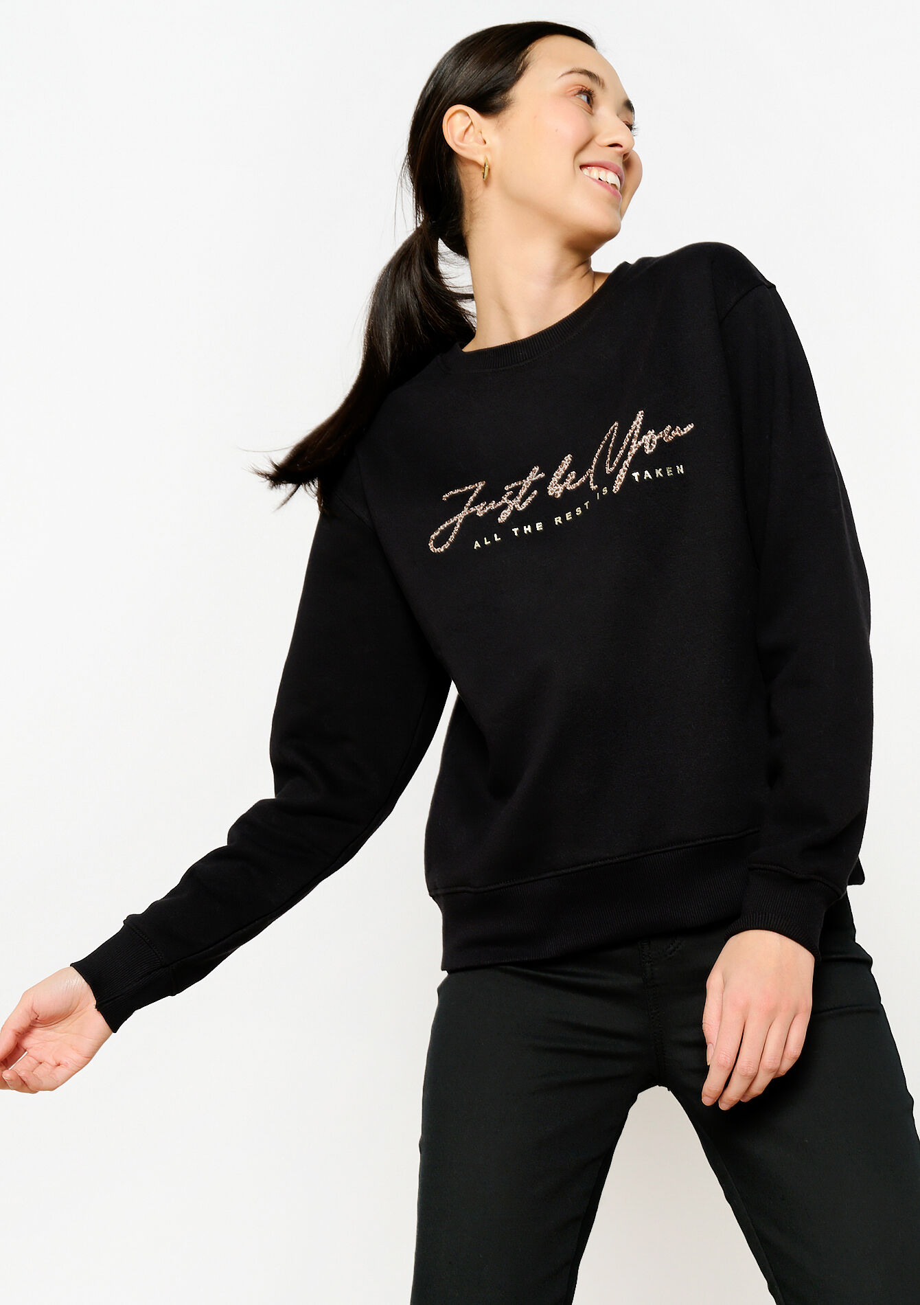 Sweater met opschrift, Sweater met opschrift - BLACK - 03001702_1119