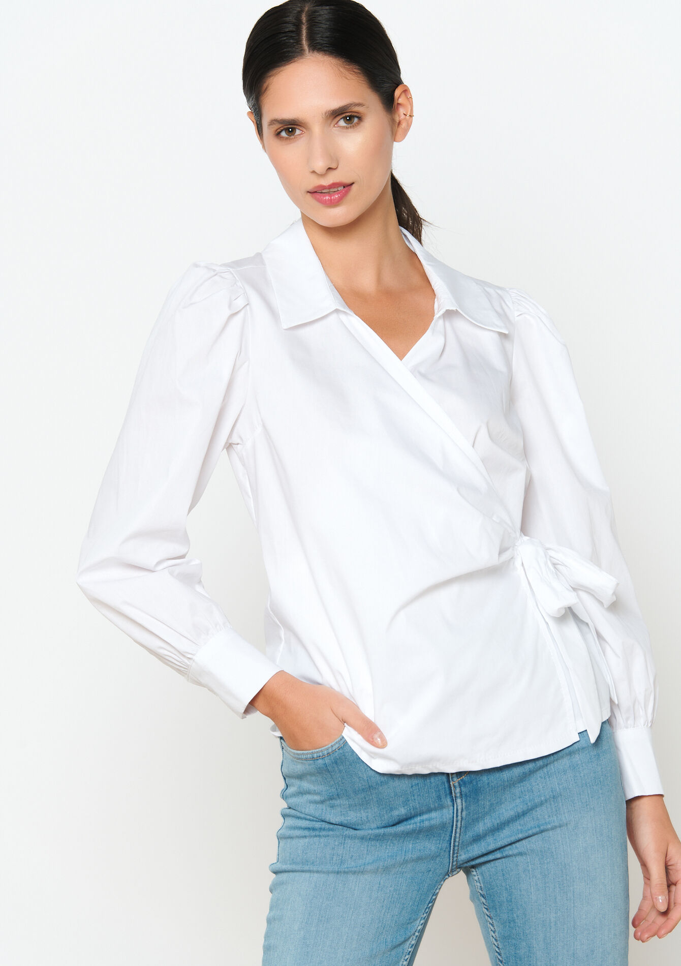 Wrap-around blouse, Wrap-around blouse - OPTICAL WHITE - 05702460_1019