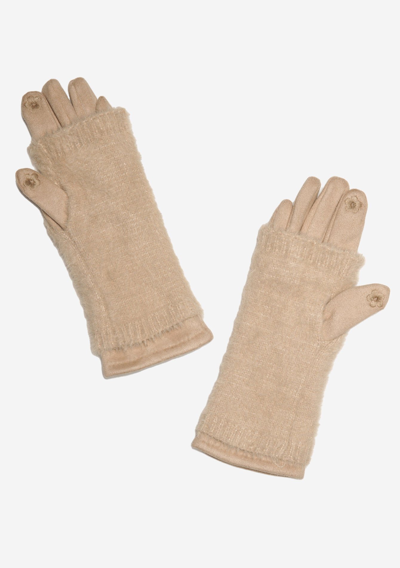 2-in-1 handschoenen suèdine & breisel, 2-in-1 handschoenen suèdine & breisel - LT BEIGE - 17002218_2527