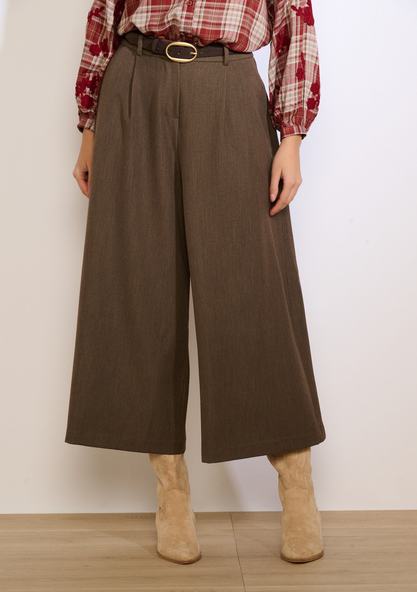 Fluid wide-leg trousers, Fluid wide-leg trousers - TAUPE - 06100764_1021