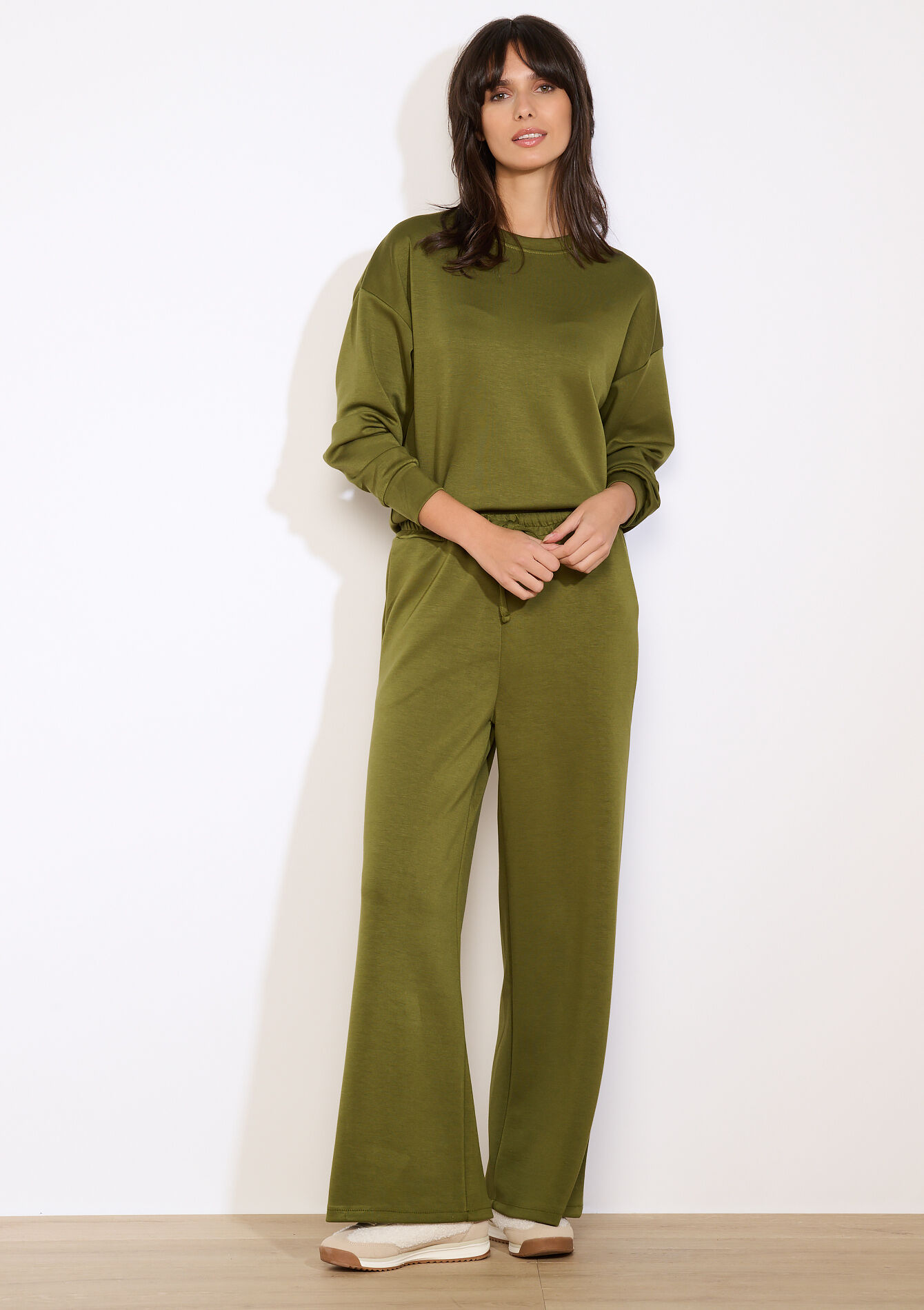 Zachte trui met lange mouwen, Zachte trui met lange mouwen - GREEN MOSS - 15100403_4504