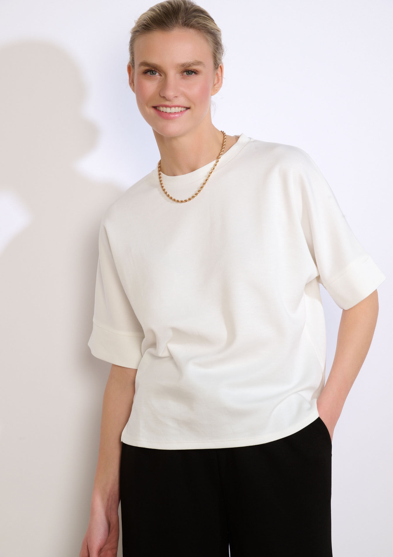 Modal T-shirt met ronde hals - OPTICAL WHITE - 15100407_1019