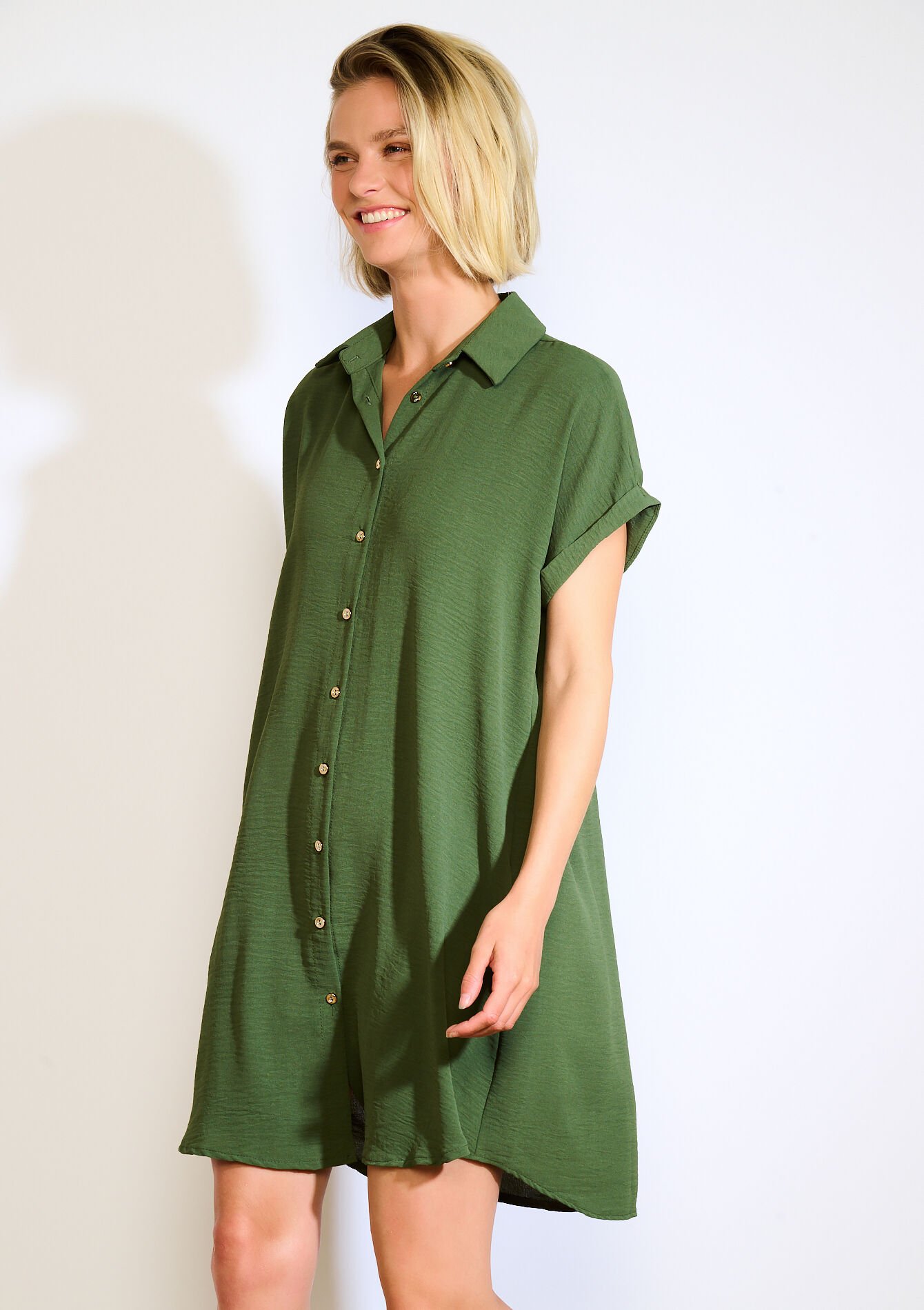 Luchtige hemdjurk, Luchtige hemdjurk - KHAKI MED - 08104136_4327