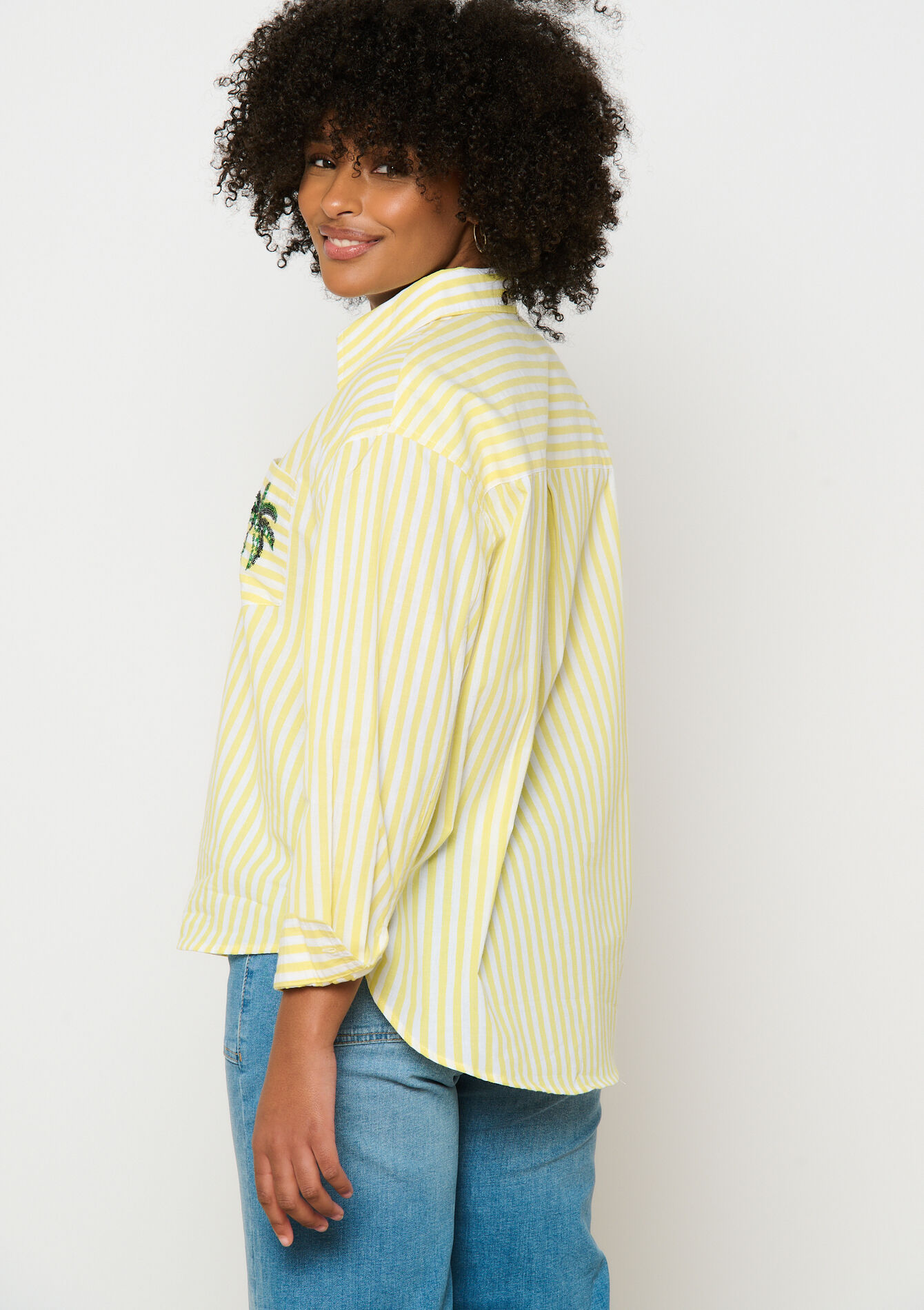 Gestreept hemd met pailletten, Gestreept hemd met pailletten - OFFWHITE - 05702733_1001