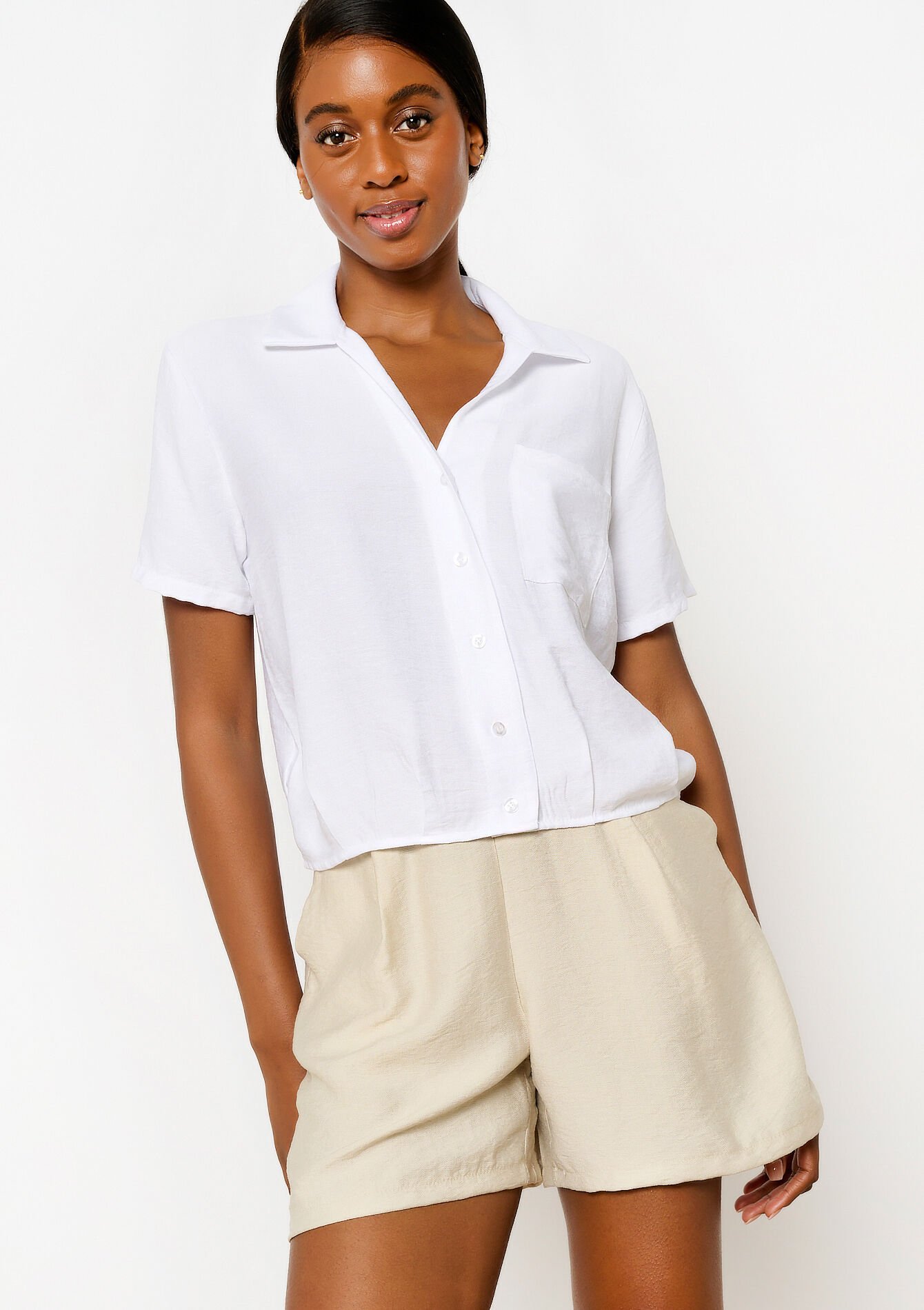 Cropped hemd, Cropped hemd - OPTICAL WHITE - 05702568_1019