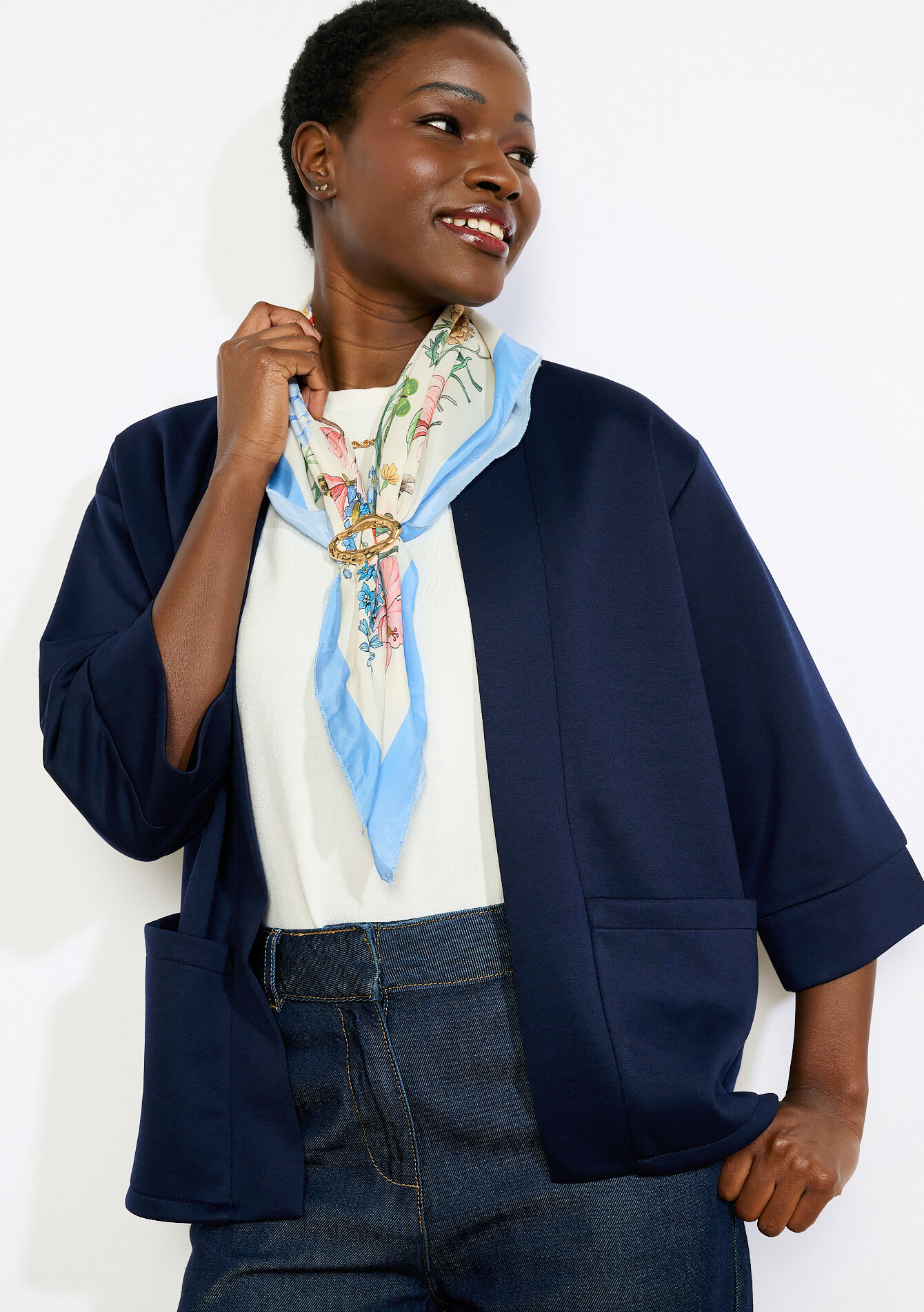 Foulard carré soyeux bijou, Foulard carré soyeux bijou - AQUA BLUE - 17101555_3302