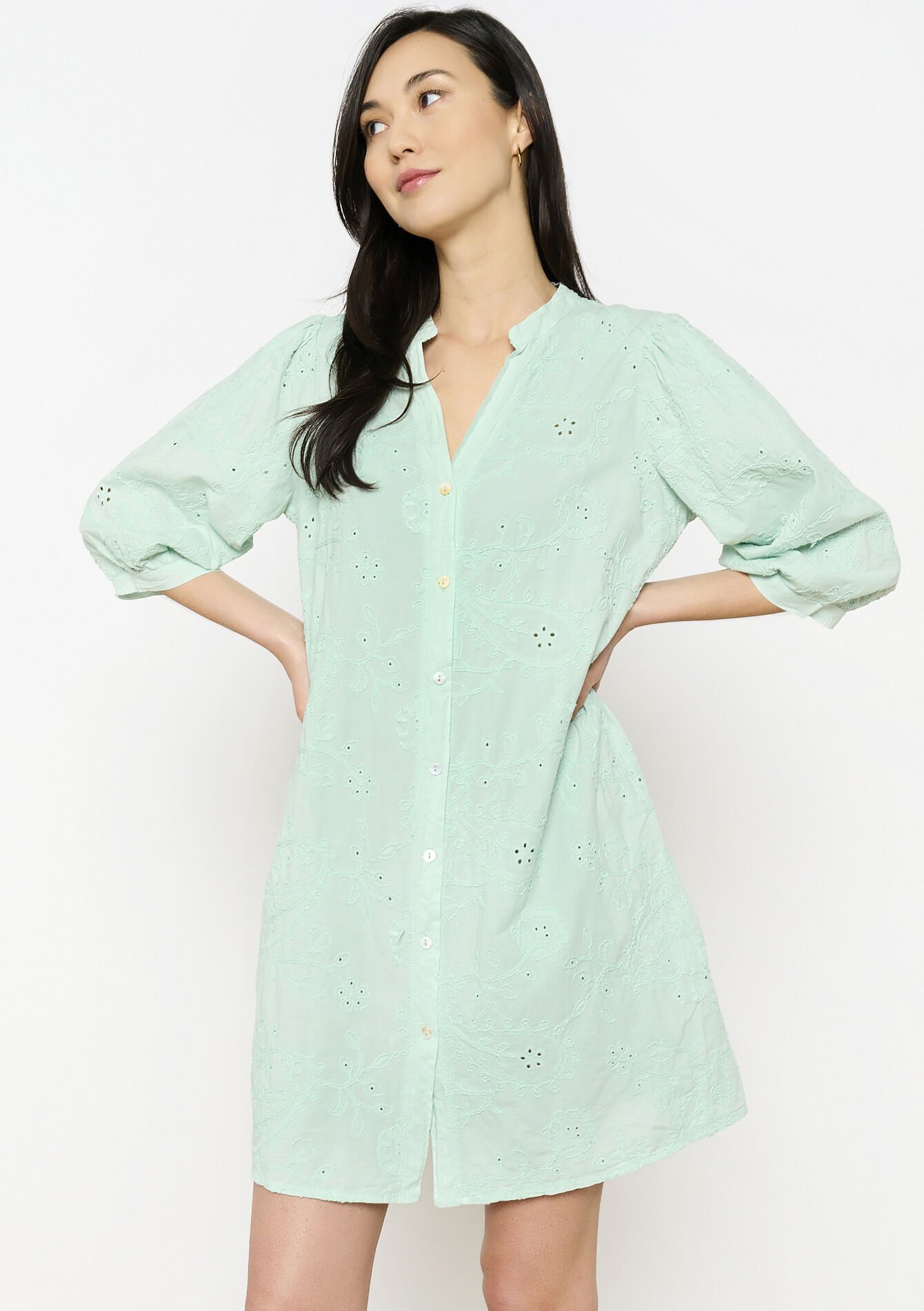 Geborduurde boho-jurk - MINT GREEN - 08104040_1723