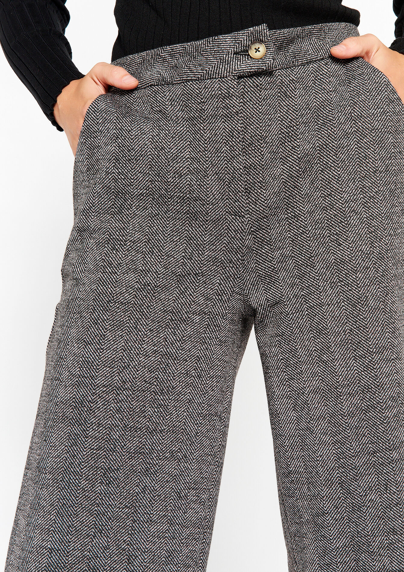 Wijde jacquard broek, Wijde jacquard broek - BLACK - 06100542_1119