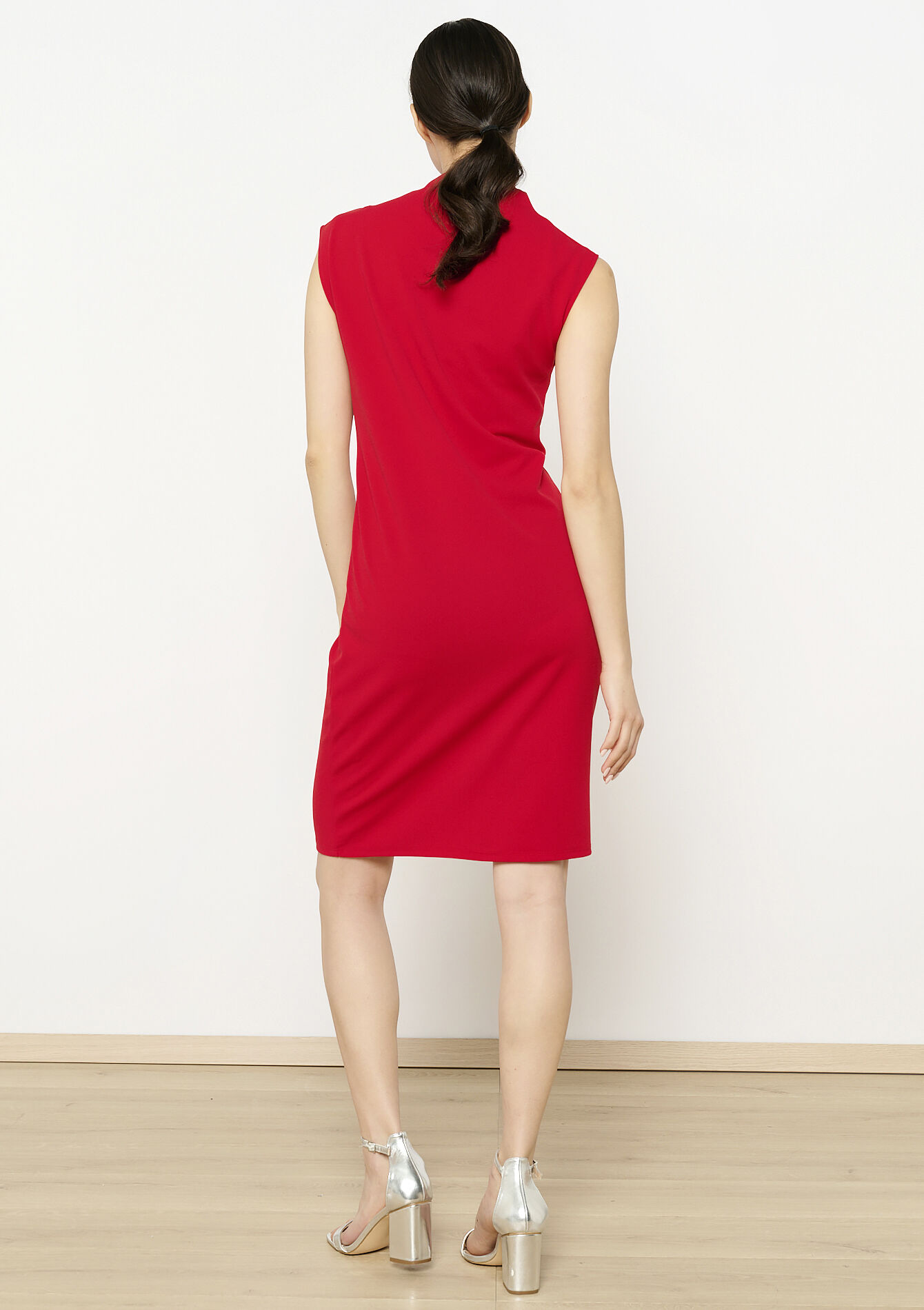 Rechte jurk in scubastof, Rechte jurk in scubastof - BLUE DENIM - 08103991