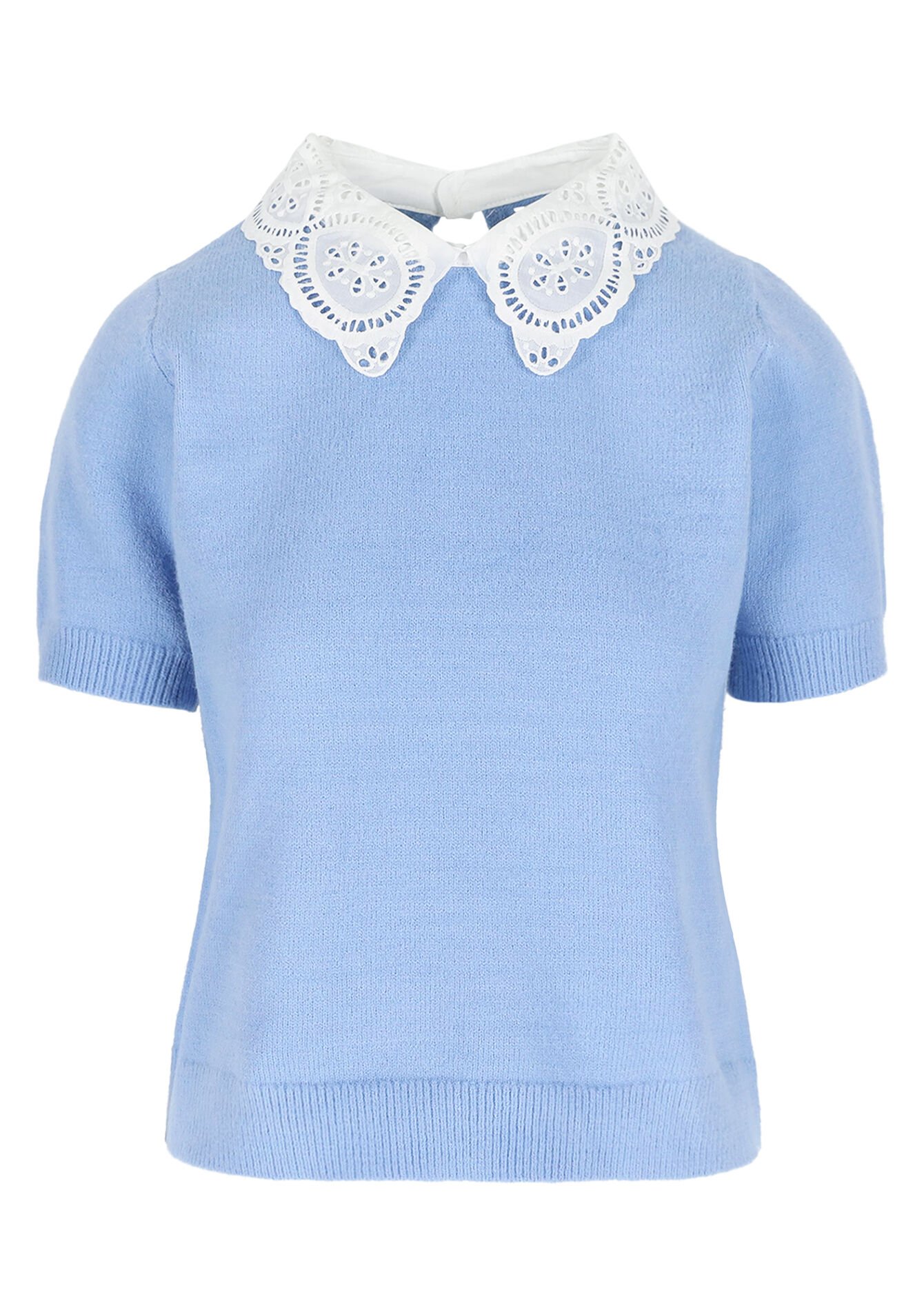 Pull col dentelle, Pull col dentelle - LT BLUE - 04006977_2519