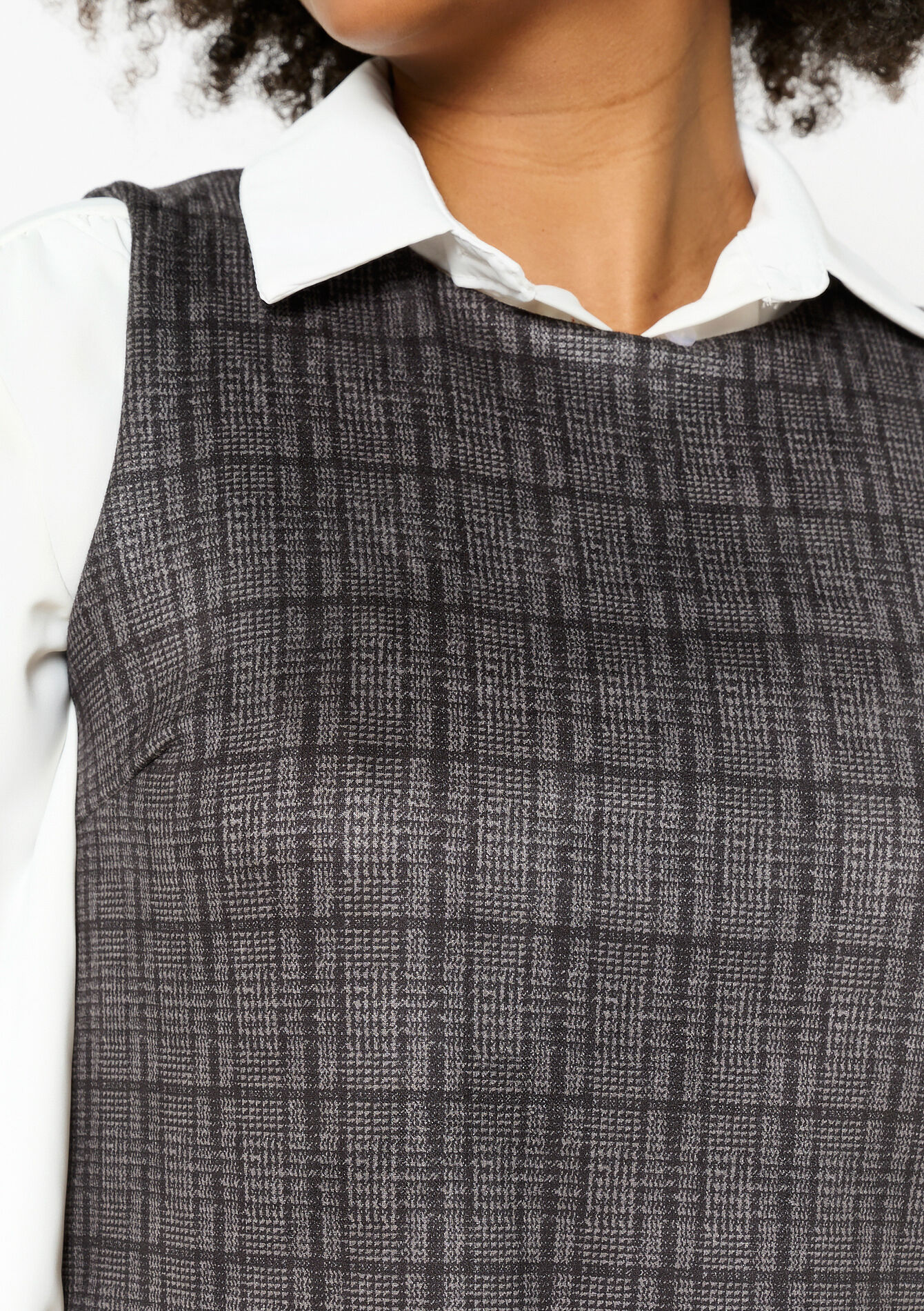 Checked boxy dress, Checked boxy dress - DK GREY MEL - 08103941