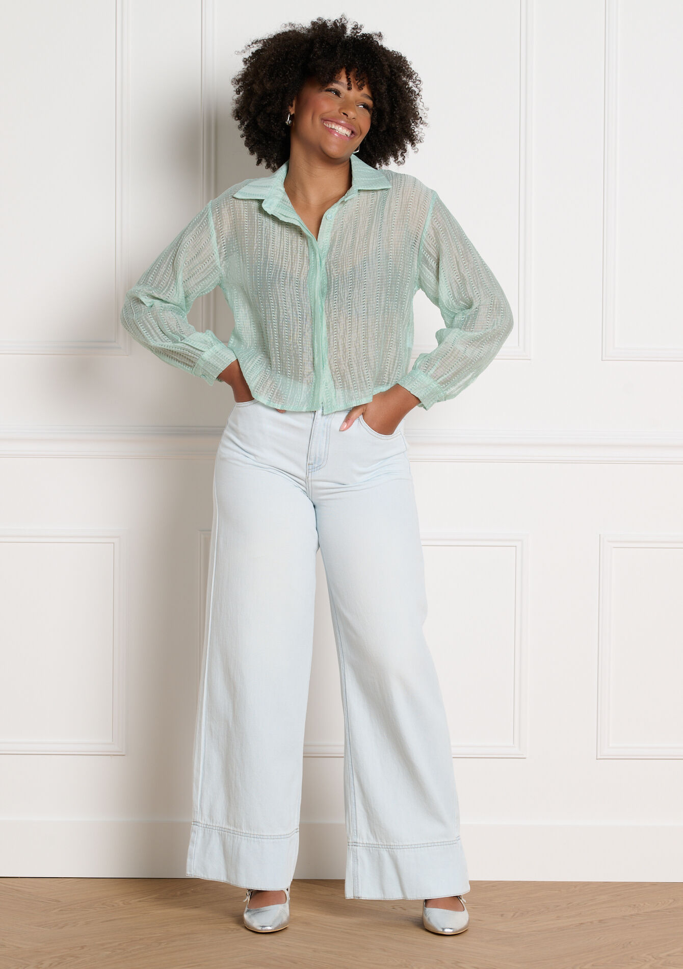 Jean large taille haute, Jean large taille haute - BLUE BLEACHED - 22000645_0502