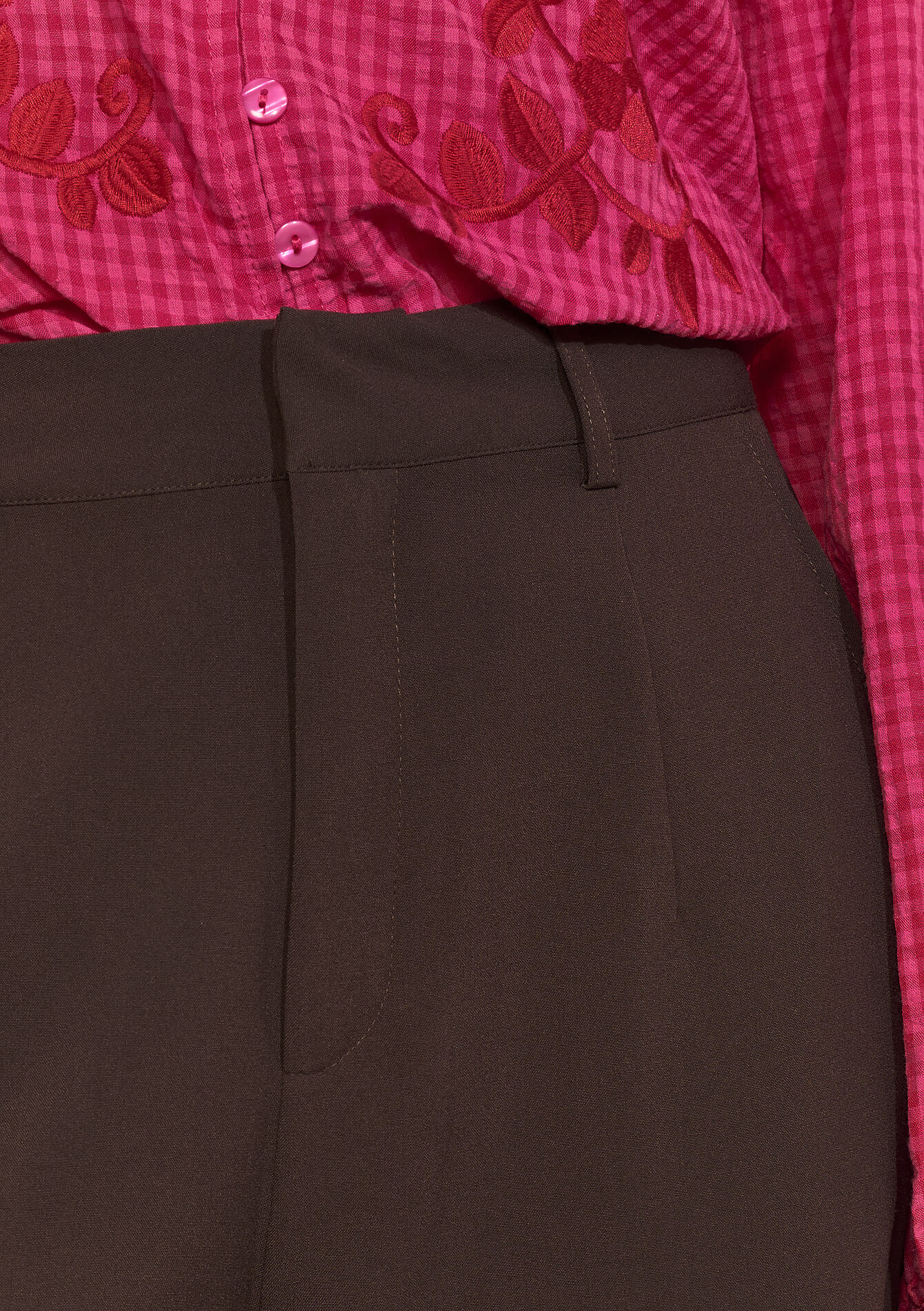 Pantalon fluide taille haute, Pantalon fluide taille haute - BROWN DARK CHOCOLATE - 06100705_3720