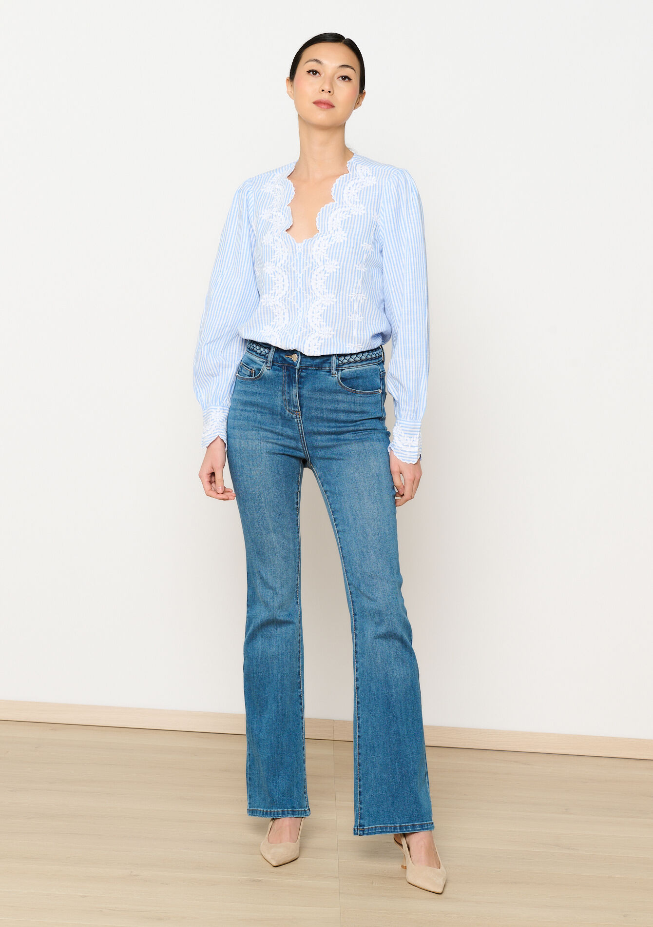 Bootcut jeans met hoge taille, Bootcut jeans met hoge taille - MEDIUM BLUE - 22000568_0500
