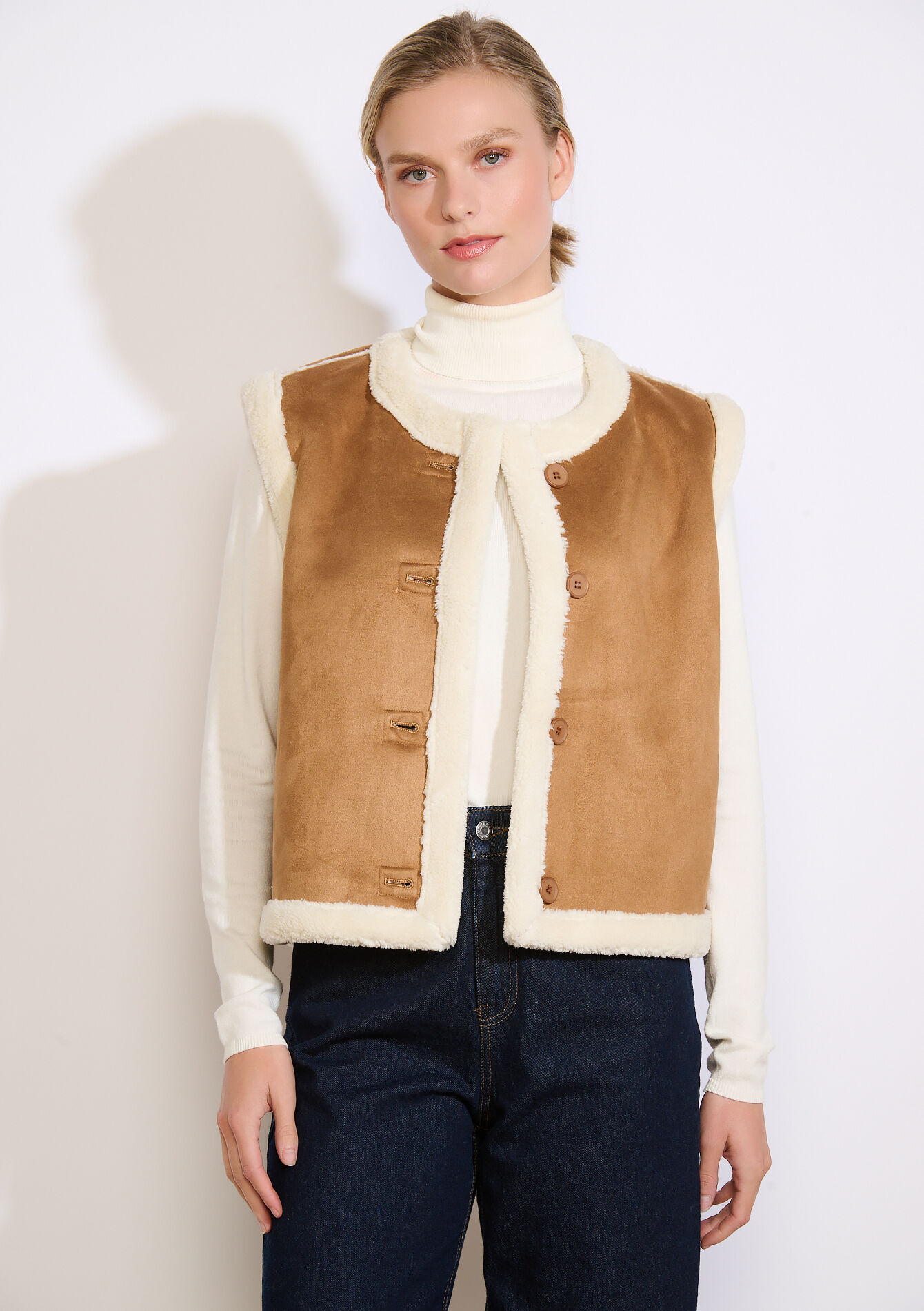 Omkeerbare gevoerde vest, Omkeerbare gevoerde vest - CAMEL BEIGE - 09001470_1132