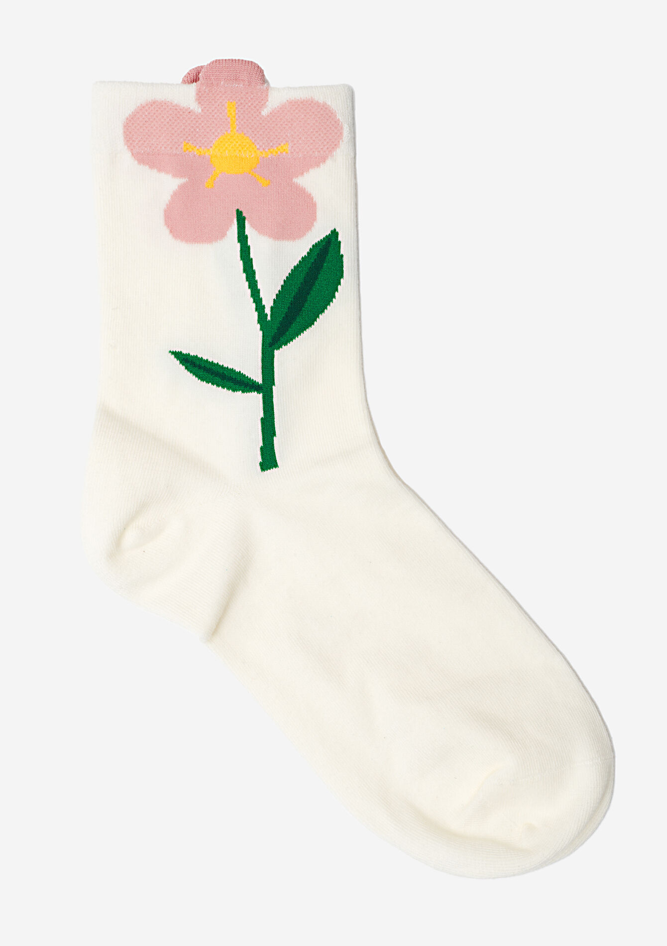 Sokken met grote bloem, Sokken met grote bloem - VANILLA WHITE - 17101427_1013
