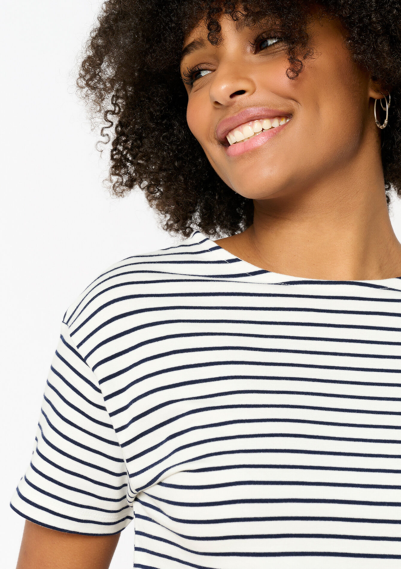 T-shirt à rayures à manches courtes, T-shirt à rayures à manches courtes - OFFWHITE - 02301632_1001