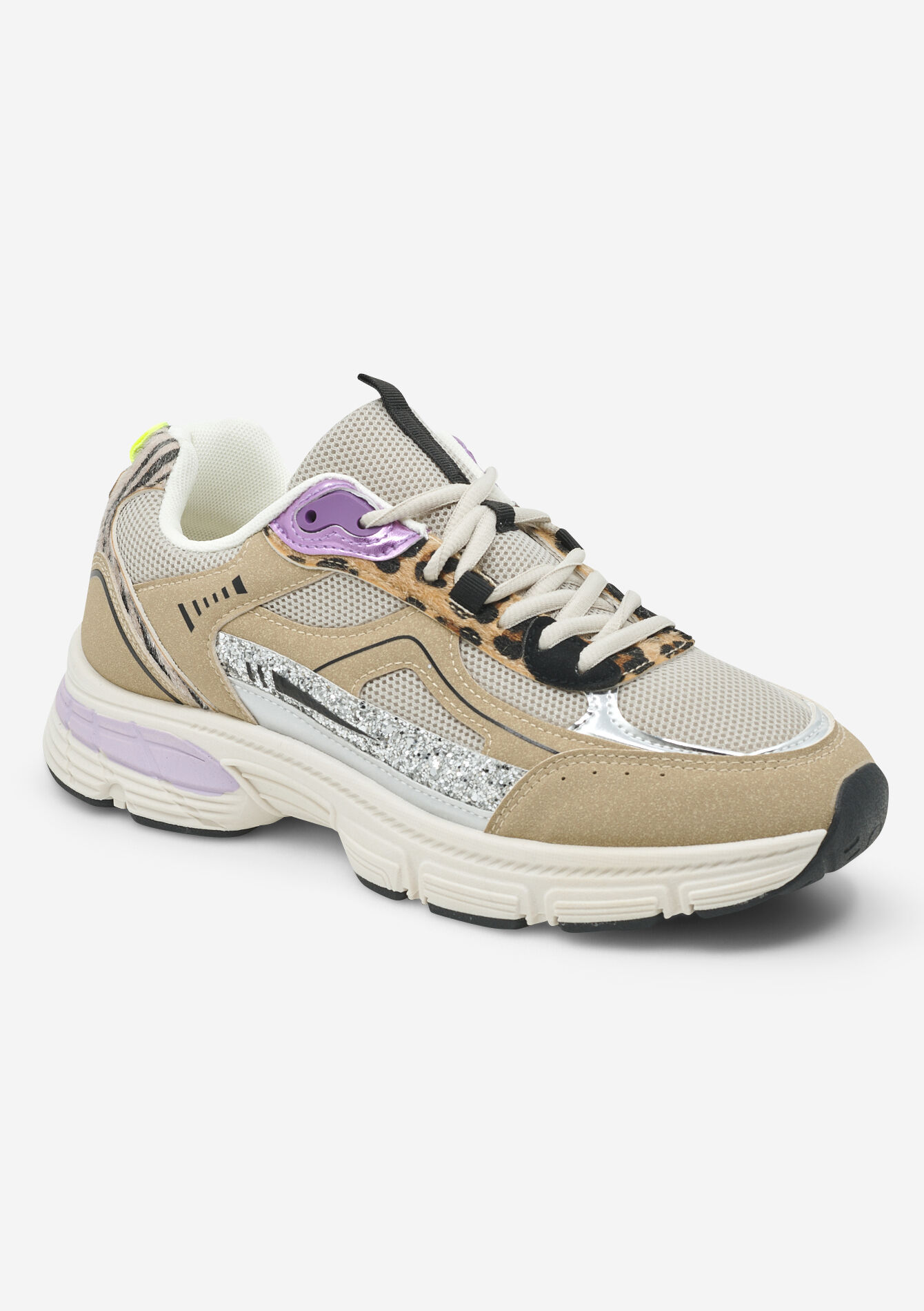 Baskets multimatériaux - LT BEIGE - 13000838_2527