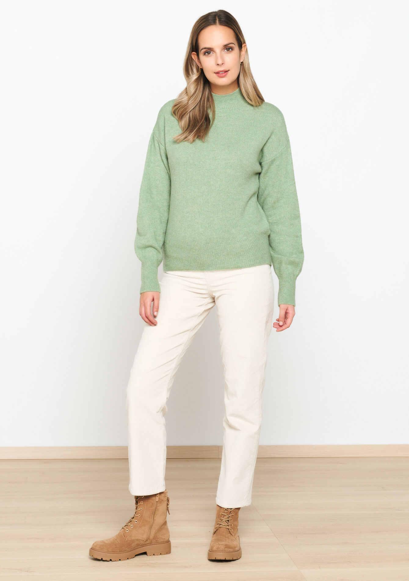 Plain pullover with round neck, Plain pullover with round neck - KHAKI FADED - 04006405_4326