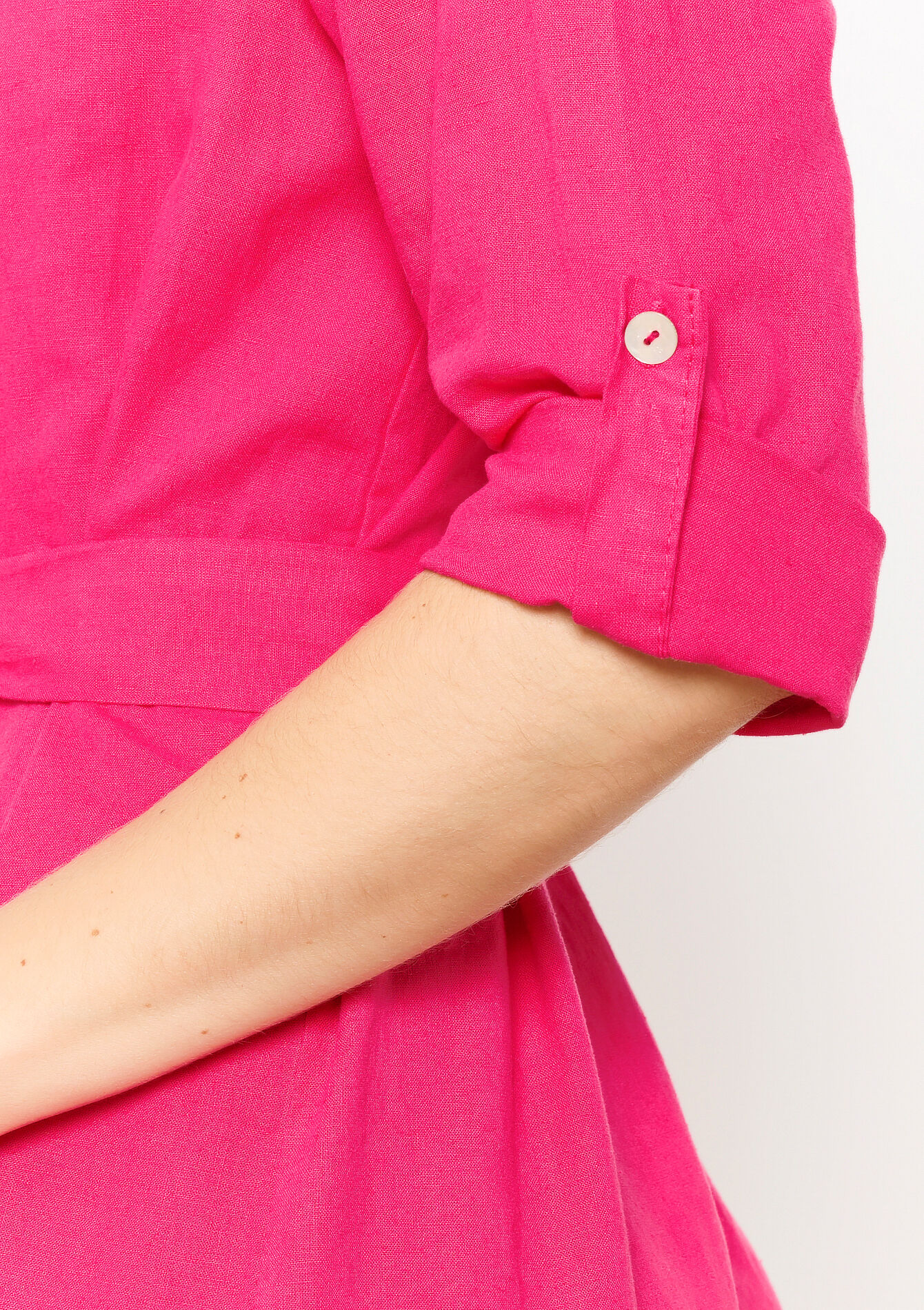 Linen shirt dress, Linen shirt dress - FUCHSIA - 08103687_5626