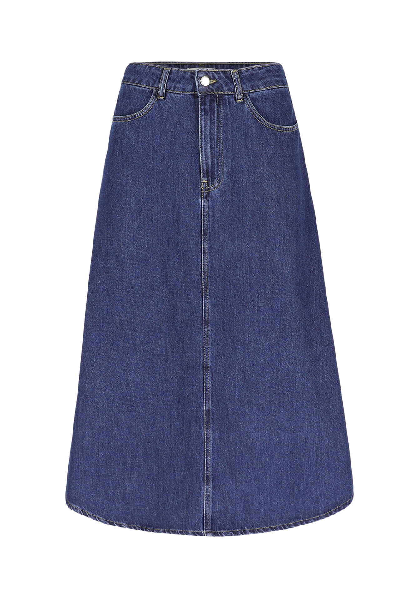 Uitlopende midi-jeansrok - DARK BLUE - 07101381_0501