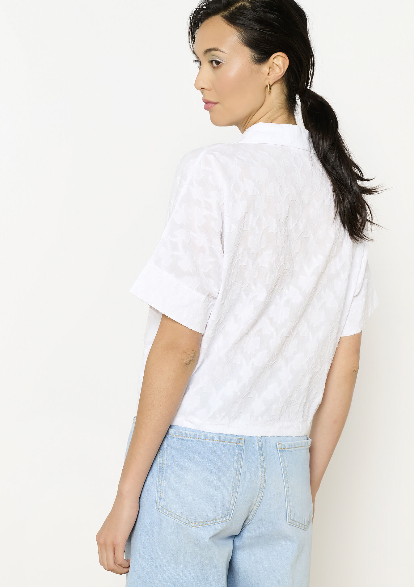 Tie-front shirt - OPTICAL WHITE - 05702862_1019