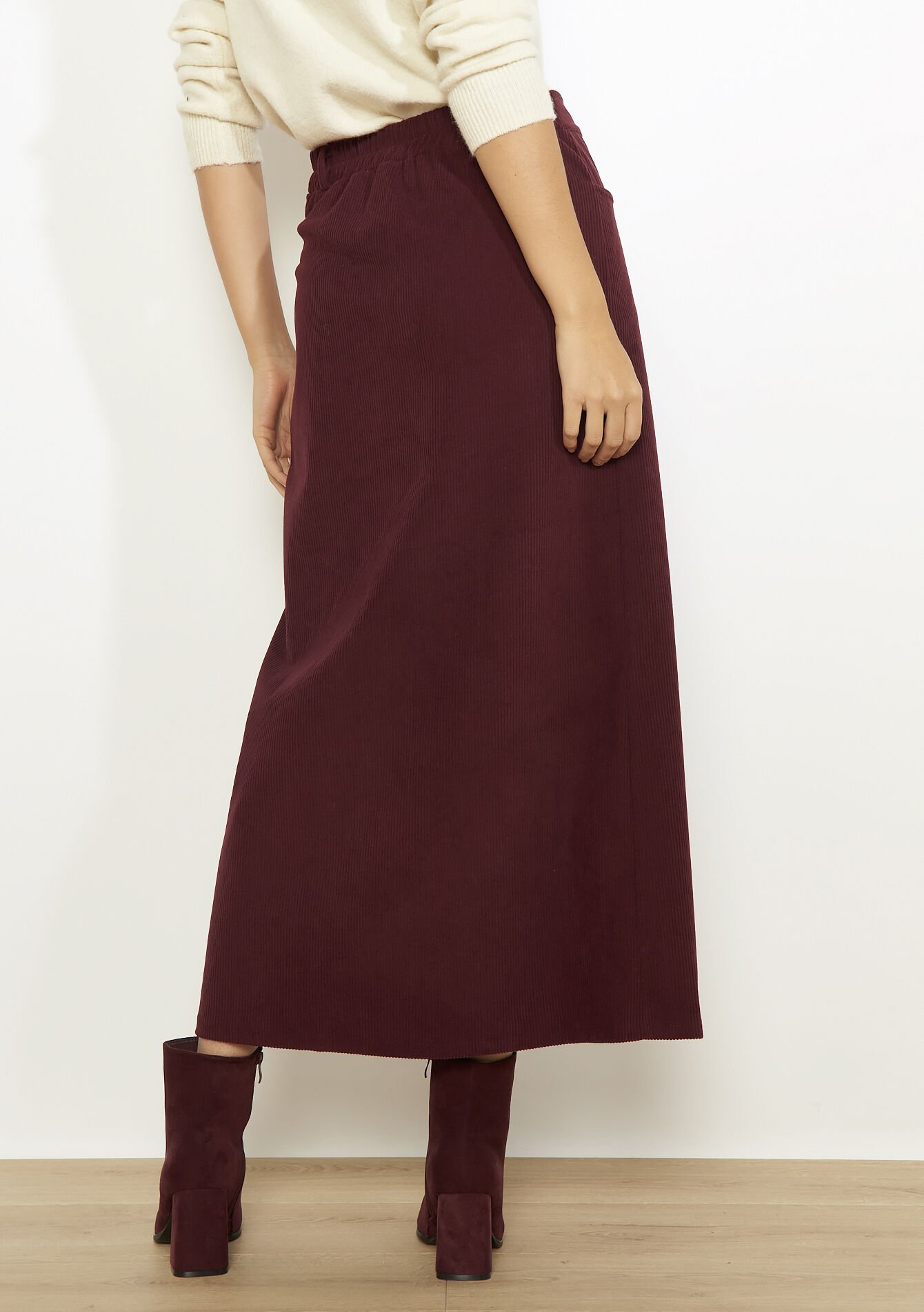 Jupe longue en velours, Jupe longue en velours - BORDEAUX WINE - 07101470_5514