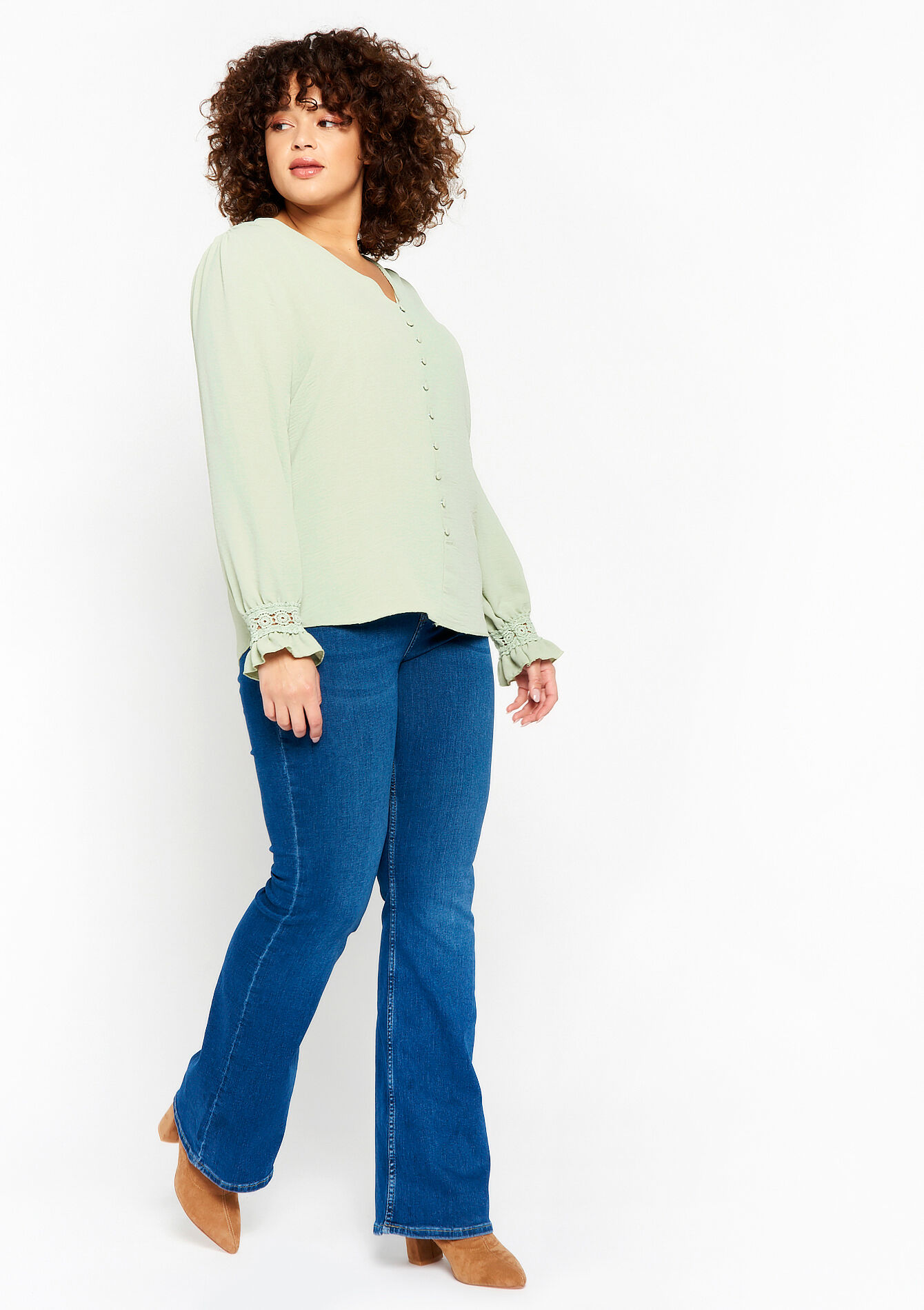 Blouse with embroidery, Blouse with embroidery - KHAKI MINT - 05702132_2542