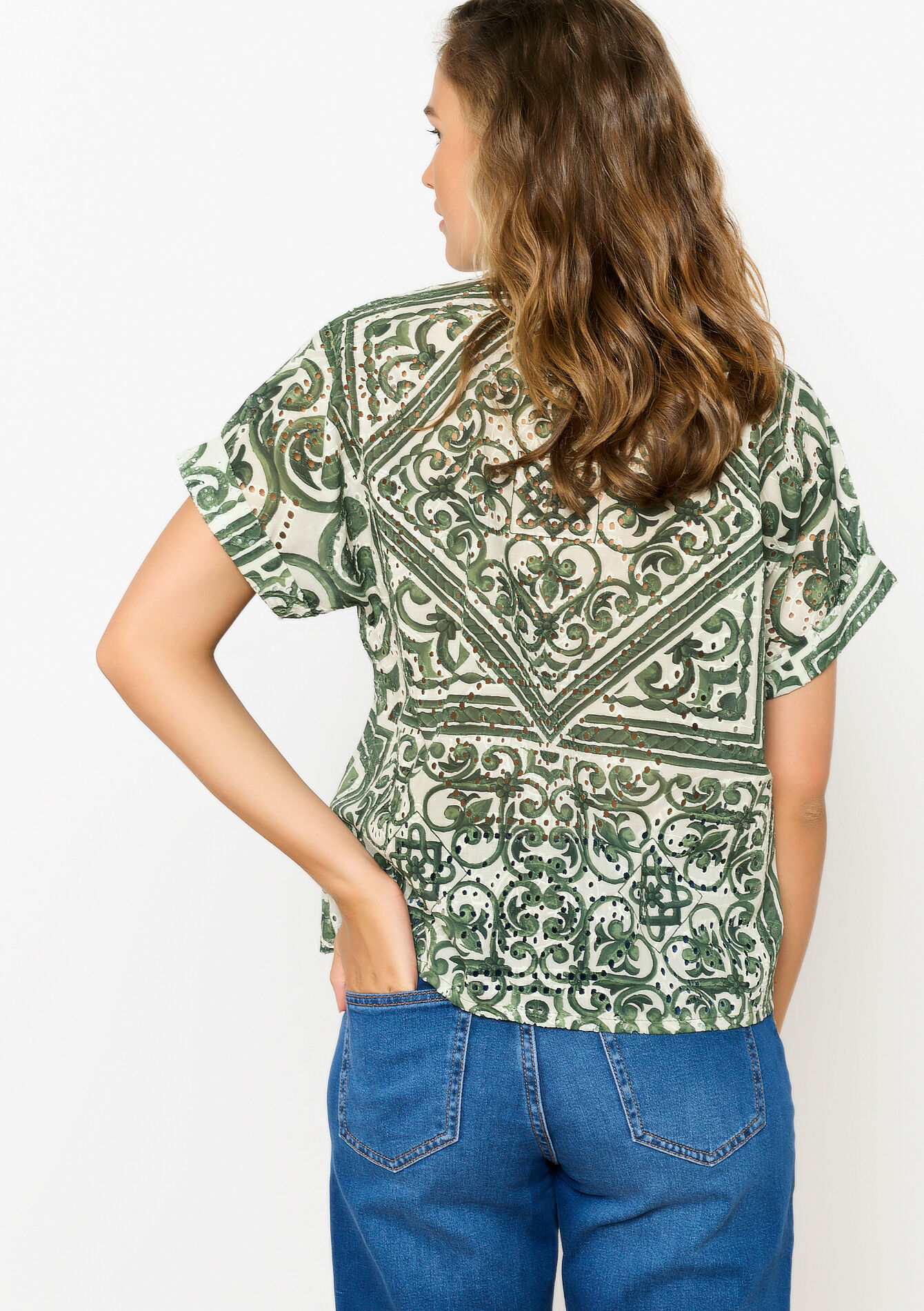 Chemise à imprimé et broderie, Chemise à imprimé et broderie - OFFWHITE - 05702629_1001