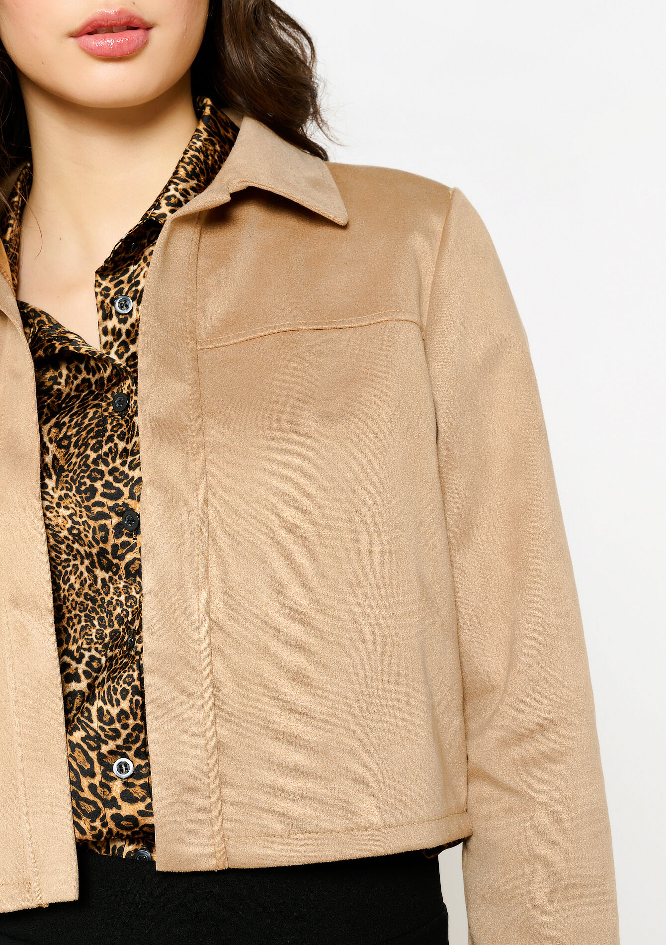 Short suede jacket, Short suede jacket - LIGHT TAUPE - 09101008_2572