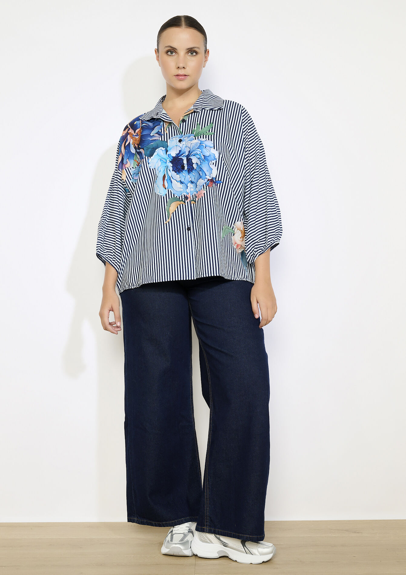 Overhemd met strepen en bloemenprint, Overhemd met strepen en bloemenprint - OFFWHITE - 05702957_1001