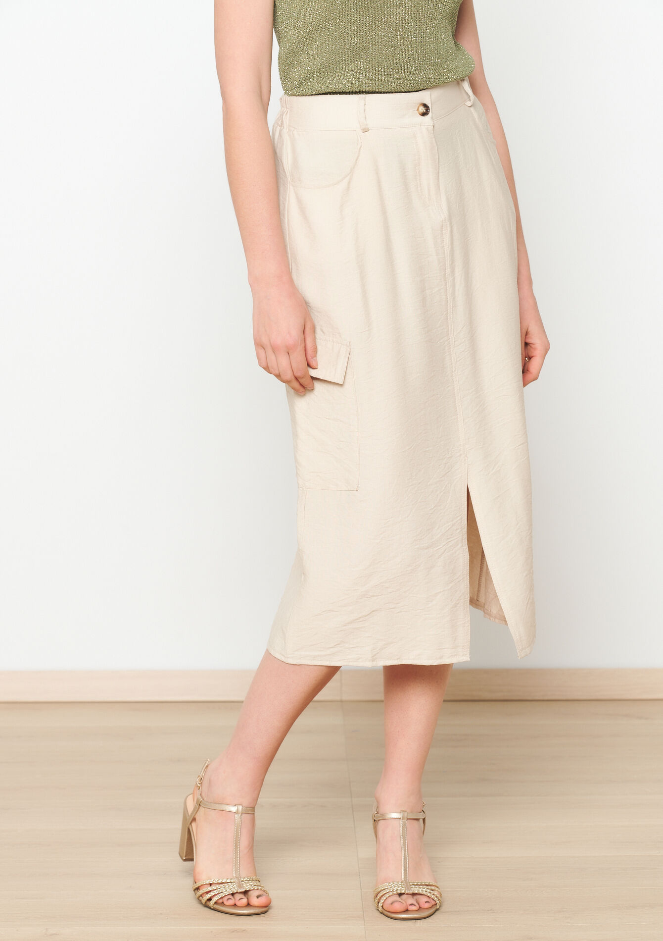 Cargo-rok met split, Cargo-rok met split - LT BEIGE - 07101230_2527