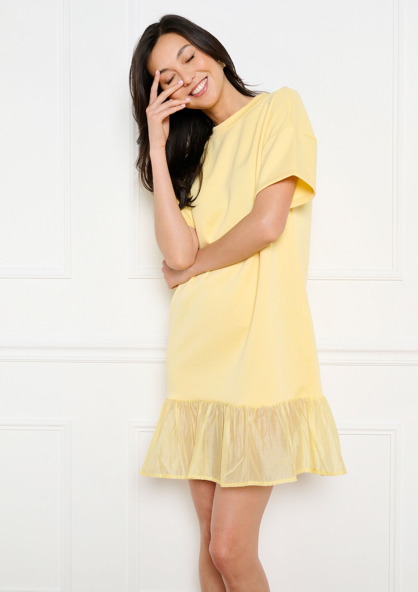 Mini jurk met volantzoom, Mini jurk met volantzoom - YELLOW SUN - 08104479_5007