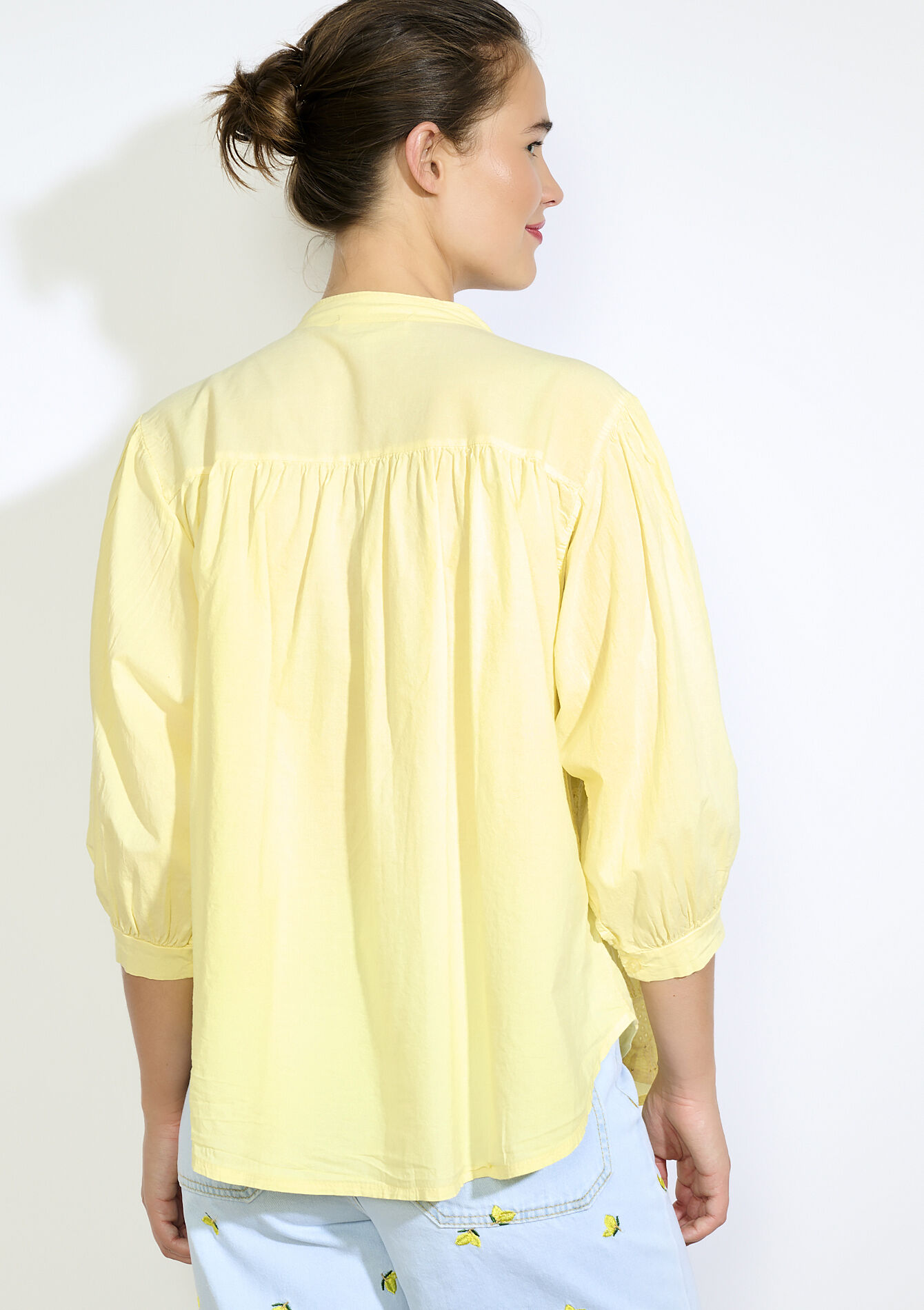 Chemise en broderie anglaise, Chemise en broderie anglaise - YELLOW PASTEL - 05702886_5004
