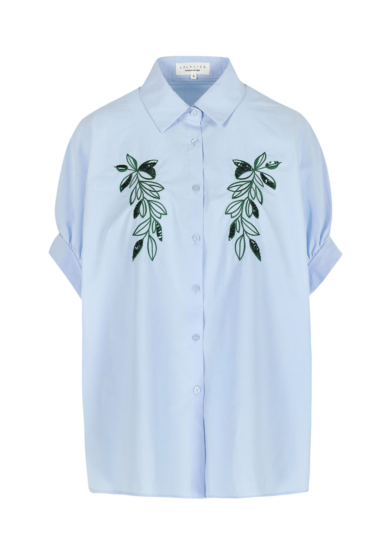 Oversized hemd met borduursel - BLUE PASTEL - 05702725_3003