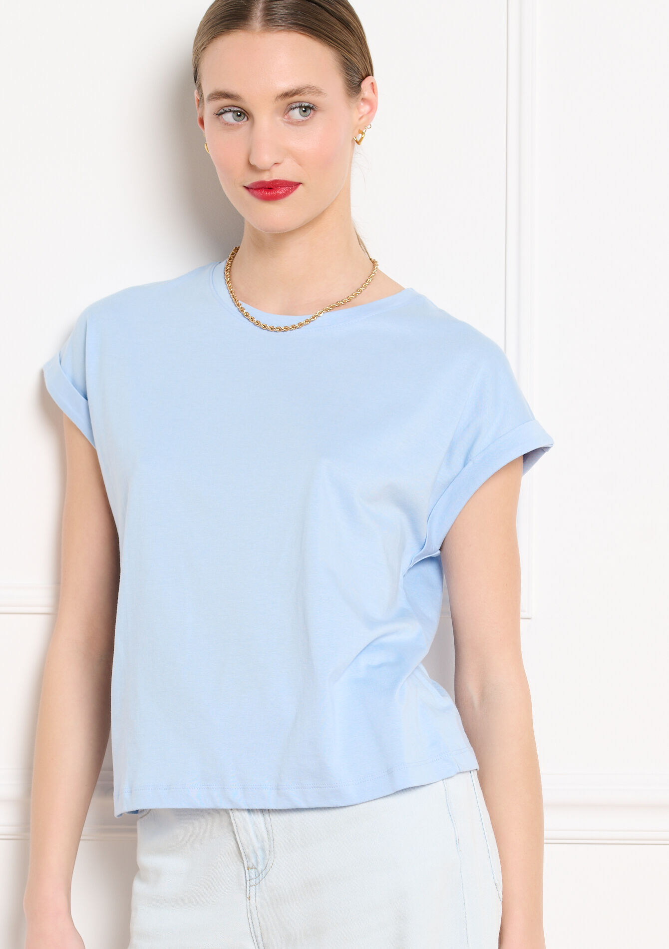 Losvallende T-shirt - BLUE PASTEL - 02301926_3003