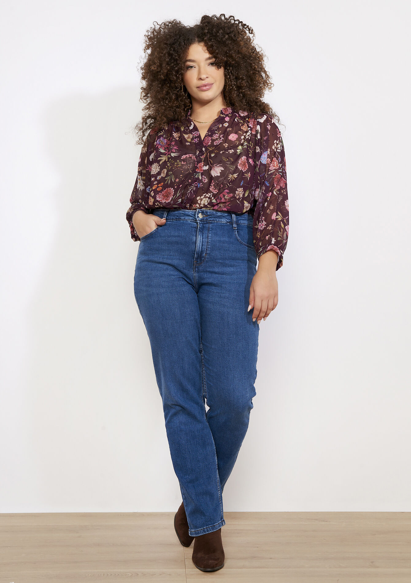 Rechte jeans met hoge taille, Rechte jeans met hoge taille, , back