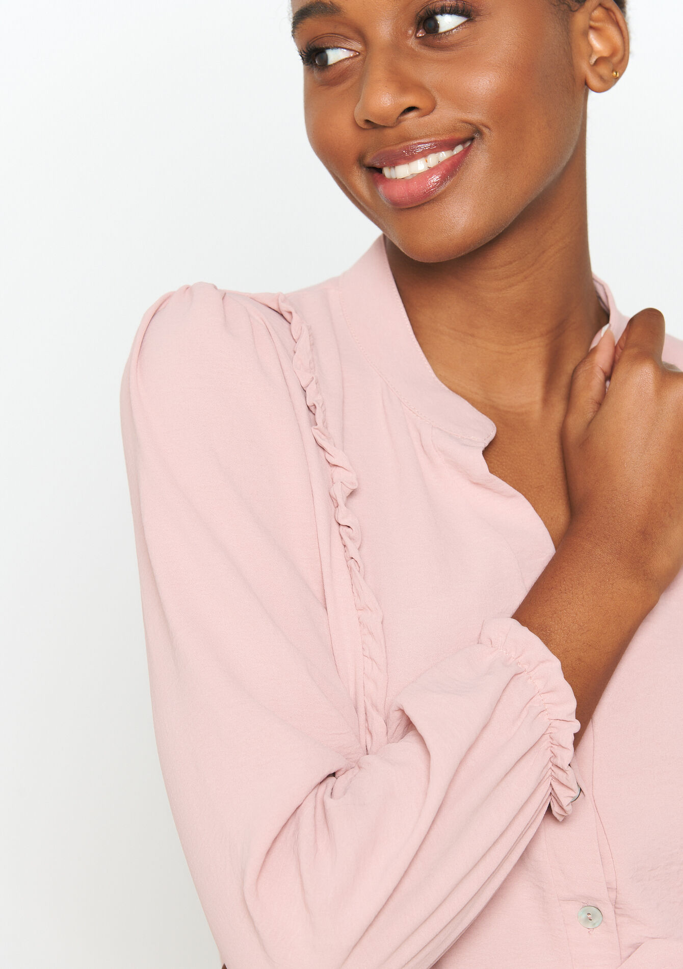 Blouse with ruffles, Blouse with ruffles - NUDE PINK - 05702427_1301