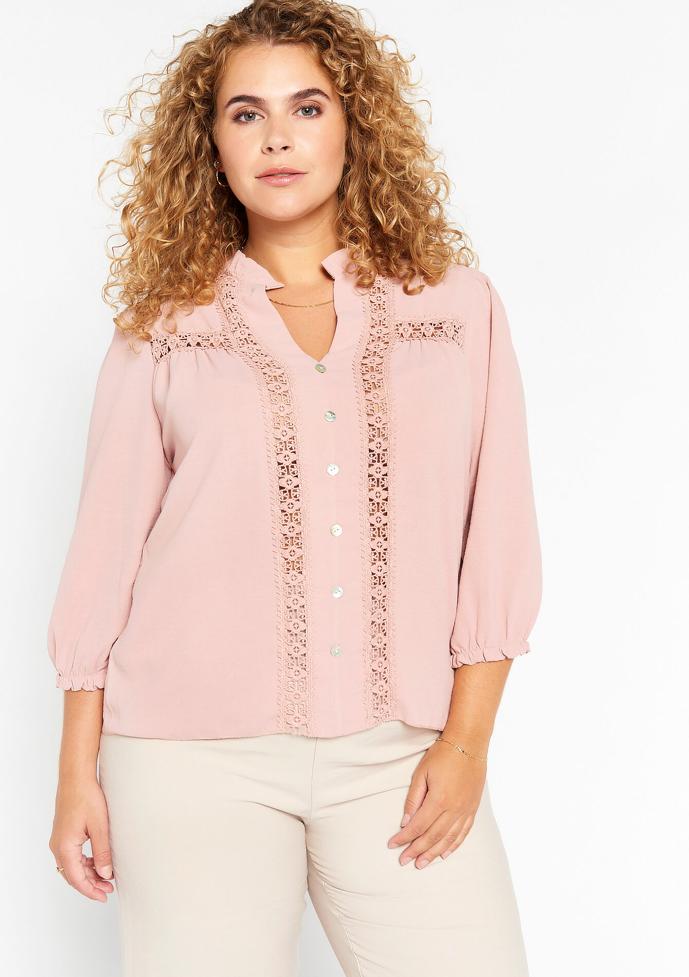 Hemd met broderie - COSMETIC PINK - 05702103_5733