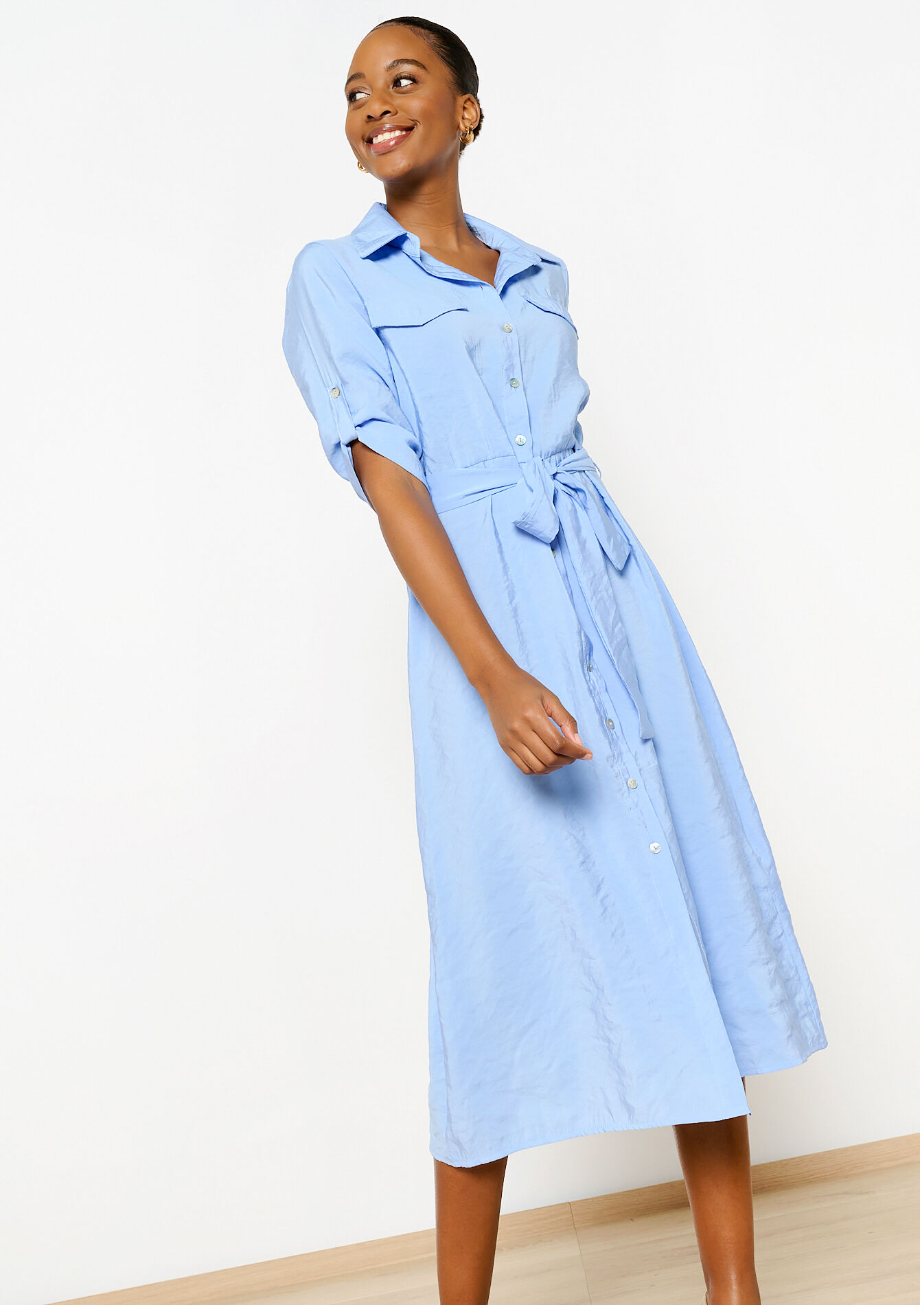 Midi hemdjurk, Midi hemdjurk - BLUE PASTEL - 08602323_3003