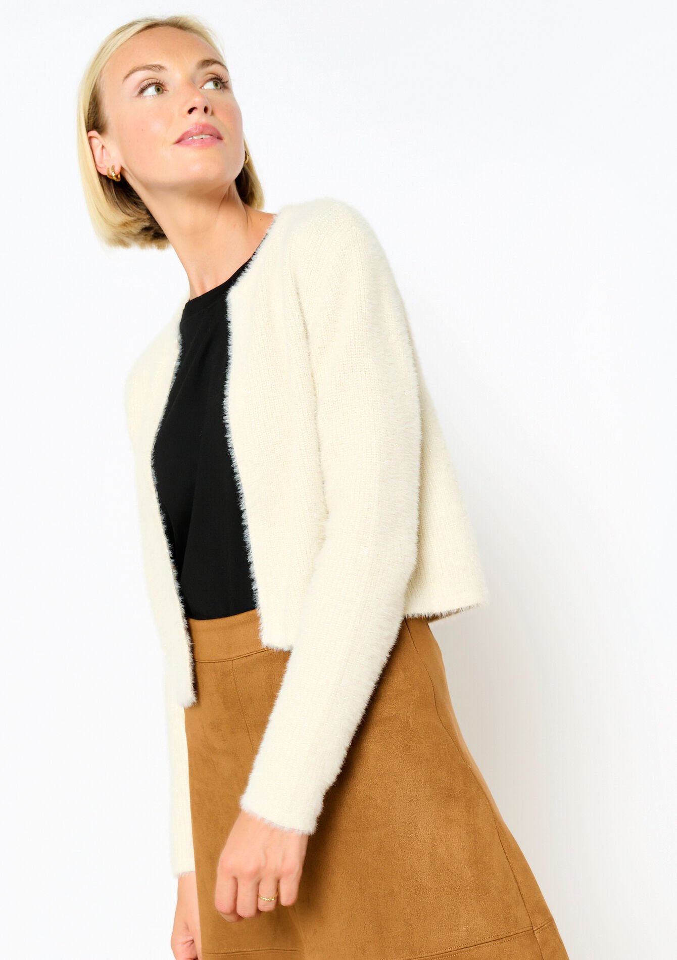 Short bolero in eyelash, Short bolero in eyelash - VANILLA WHITE - 04101145_1013