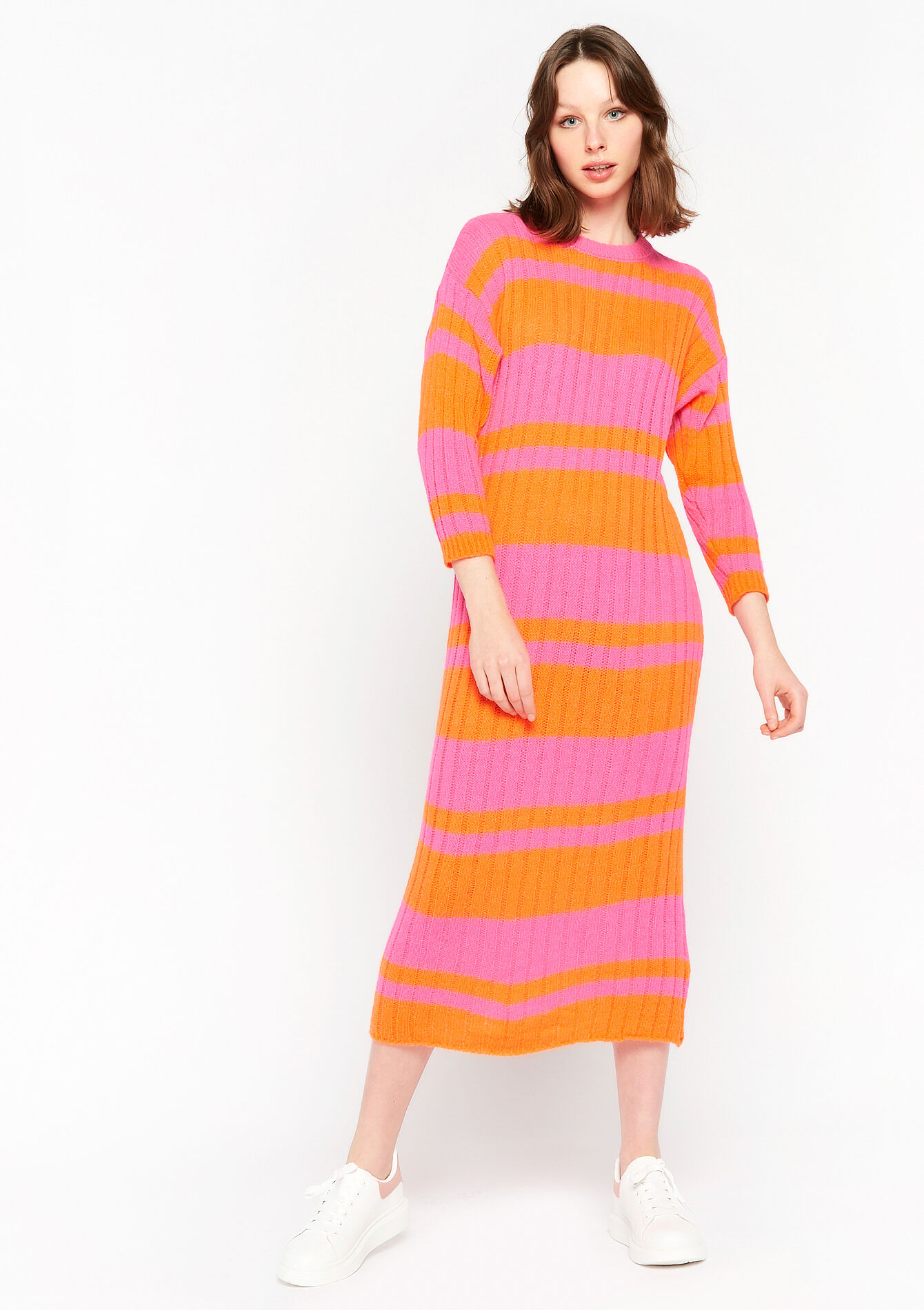 Robe longue à rayures - PINK BUBBLEGUM - 08601881_1477