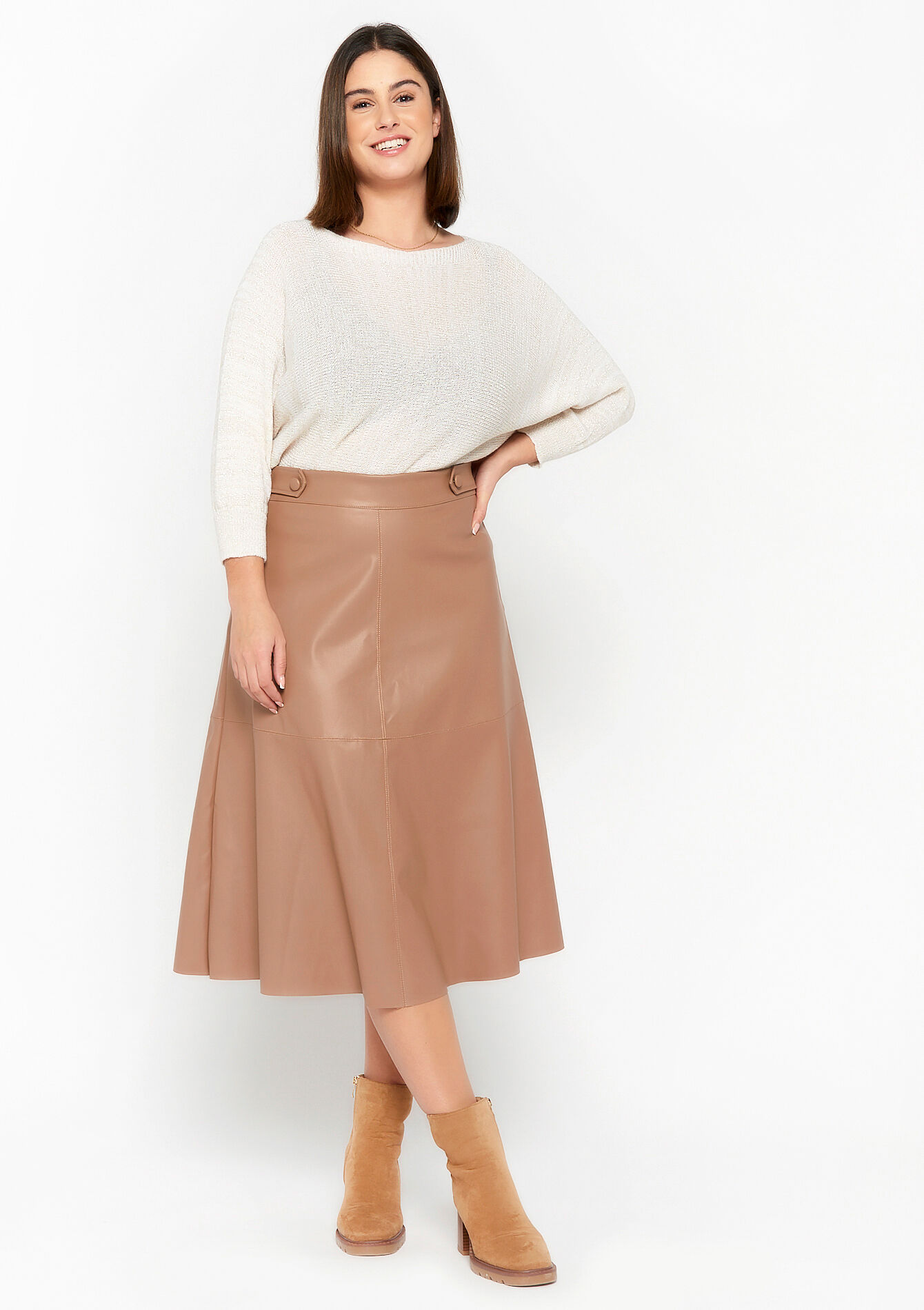 Midirok in nepleder, Midirok in nepleder - LIGHT CAMEL - 07101079_3814