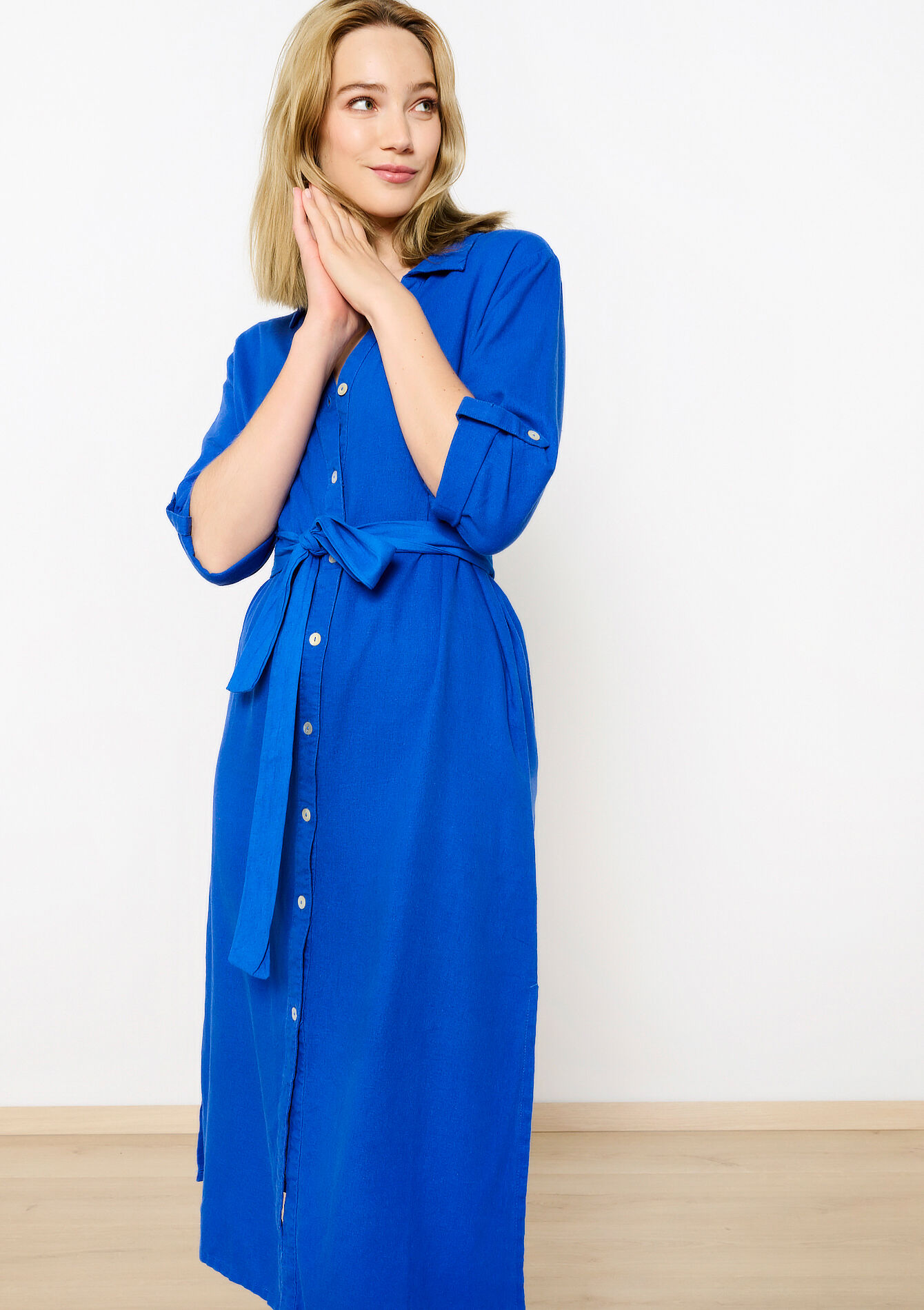 Linen shirt dress - ELECTRIC BLUE - 08602227_1619