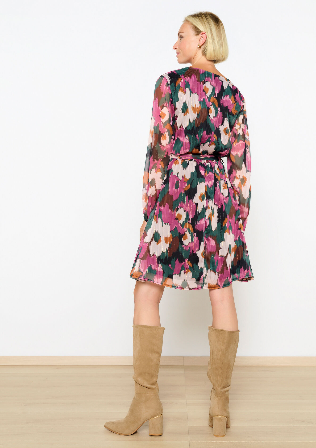 Robe courte à imprimé fleuri, Robe courte à imprimé fleuri - BOTTLE GREEN - 08103847_1778