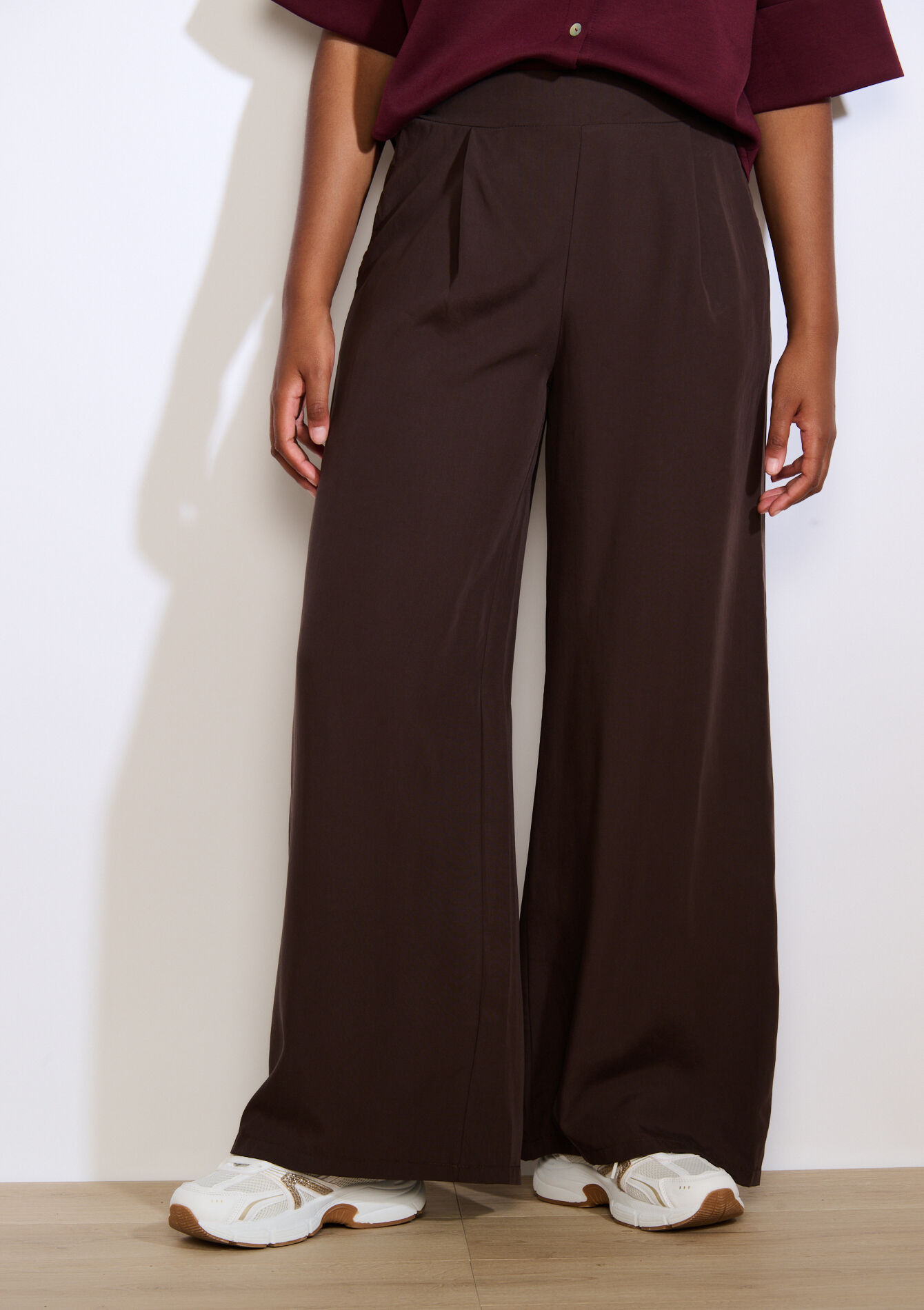 Pantalon large fluide, Pantalon large fluide - BROWN DARK CHOCOLATE - 06601038_3720