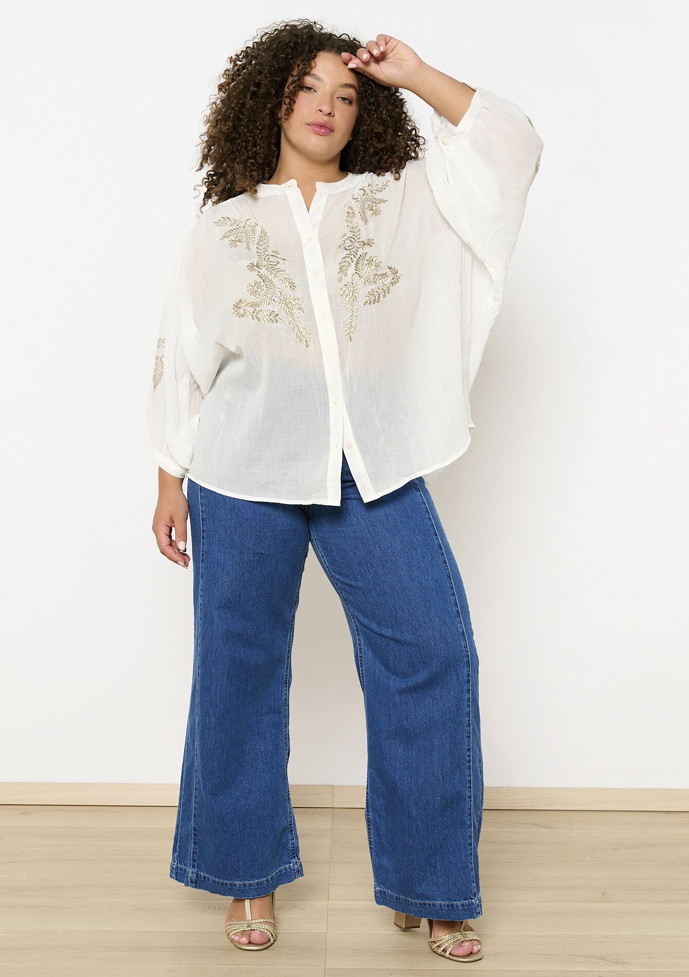 Embroidered voile blouse - OFFWHITE - 05702727_1001